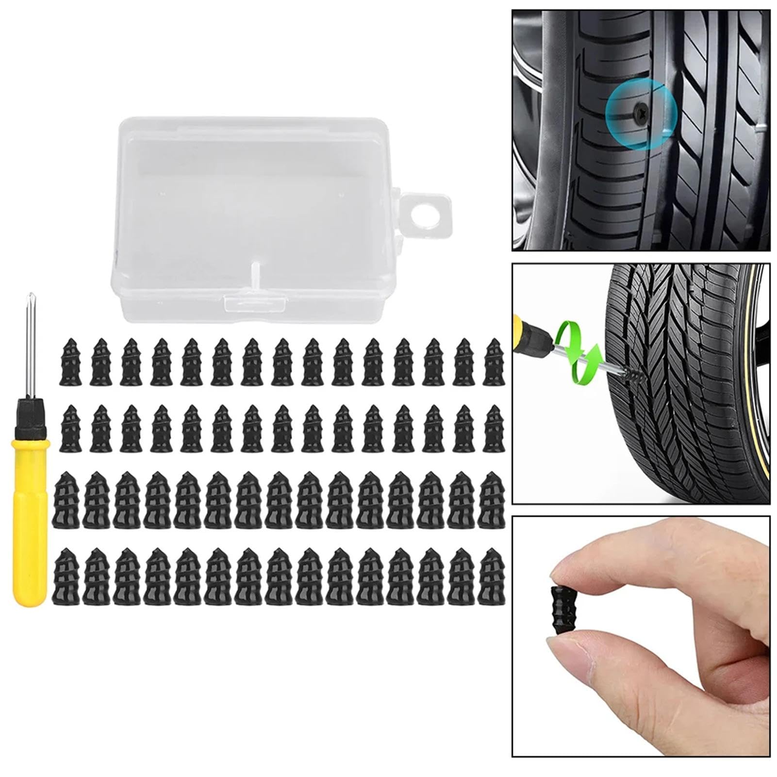 70-10PCS Set di riparazione universale per pneumatici sottovuoto per auto moto Scooter K di riparazione pneumatici Tubeless in gomma senza colla chiodi per pneumatici di riparazione  34