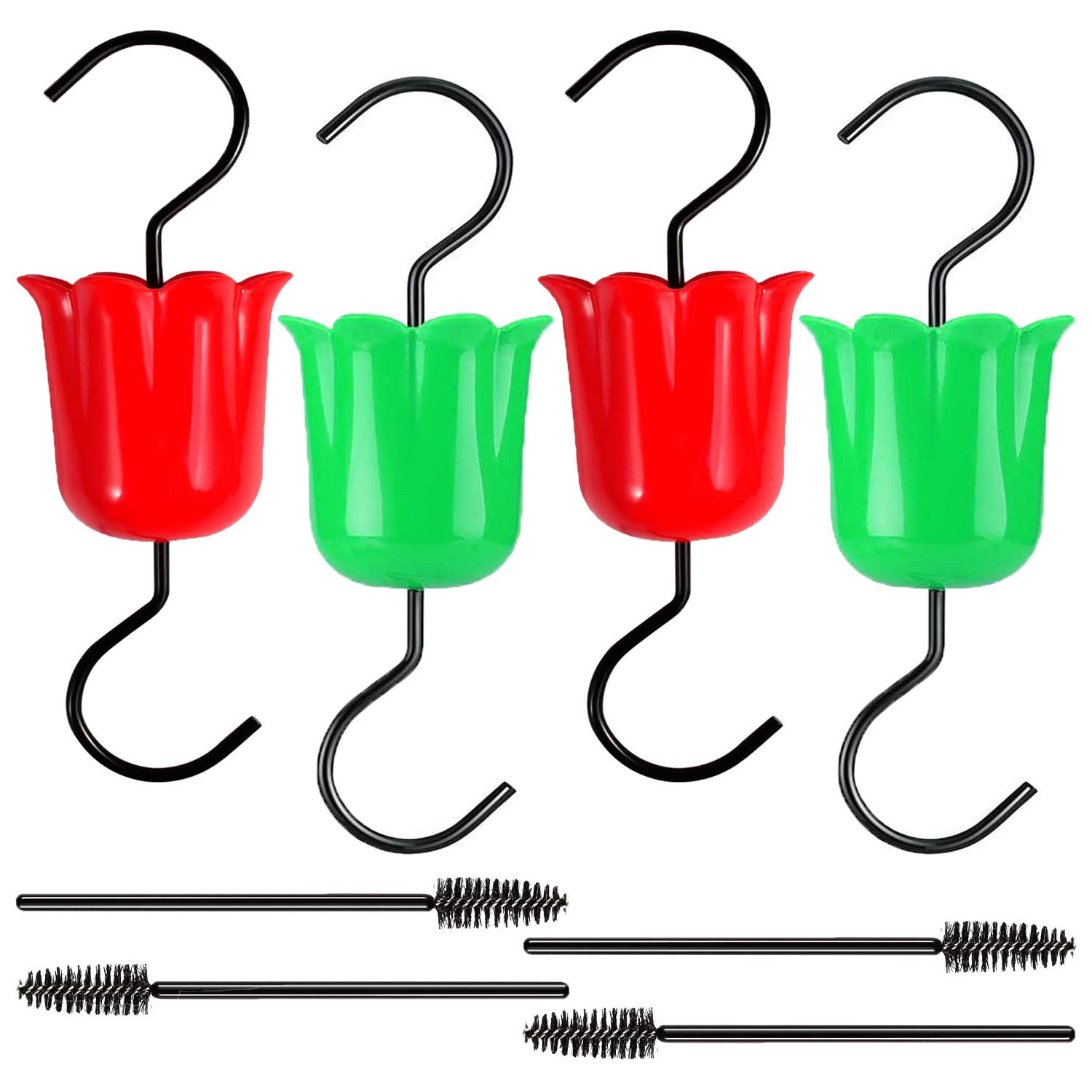 Flower Hummingbird Feeders Accessory Hooks, Large Moat Hooks for Hummingbird Oriole Nectar Feeders with Brushes