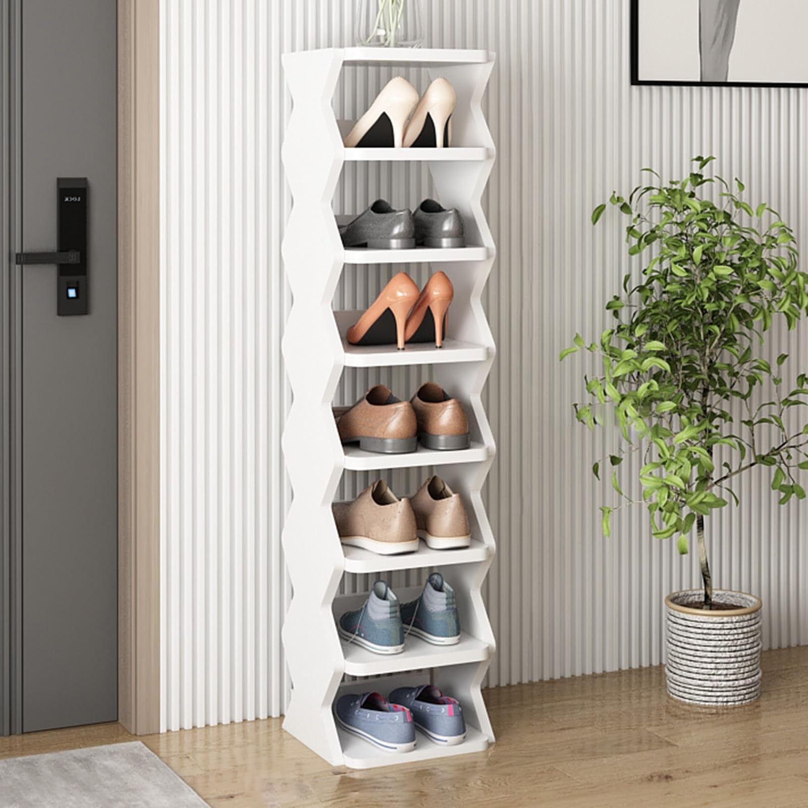 SWENEEN Narrow Rack,Vertical Slim Storage Open Solution Entryway,Foyer,Hallway,White-122cm/48in
