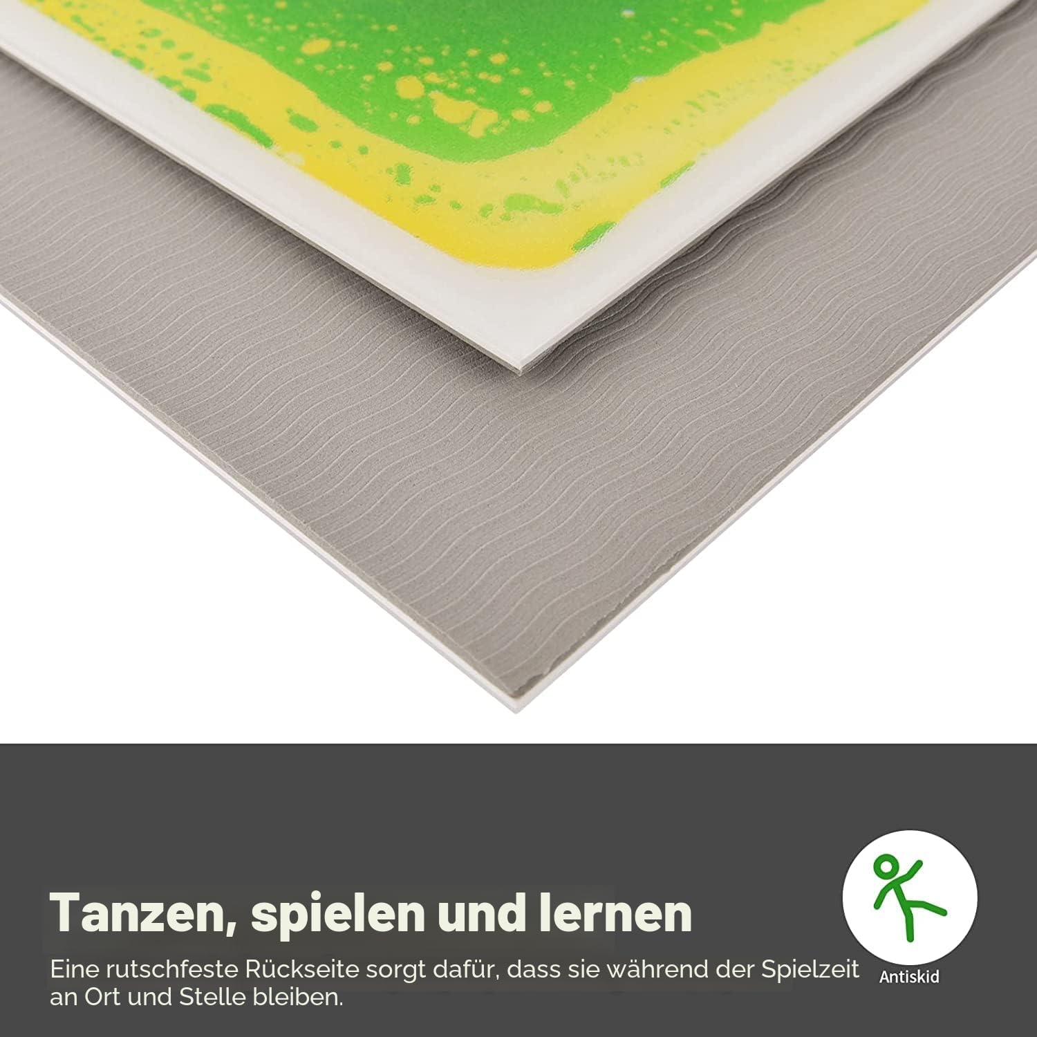 Sensorische Bodenfliesen, 4 Stück, EN71-konform, CE-gekennzeichnet, ungiftig, flüssige Bewegungsmatten für Autismus, ADHS und SPD, stimulierendes taktiles Spielen für Klassenzimmer, Kindergärten und