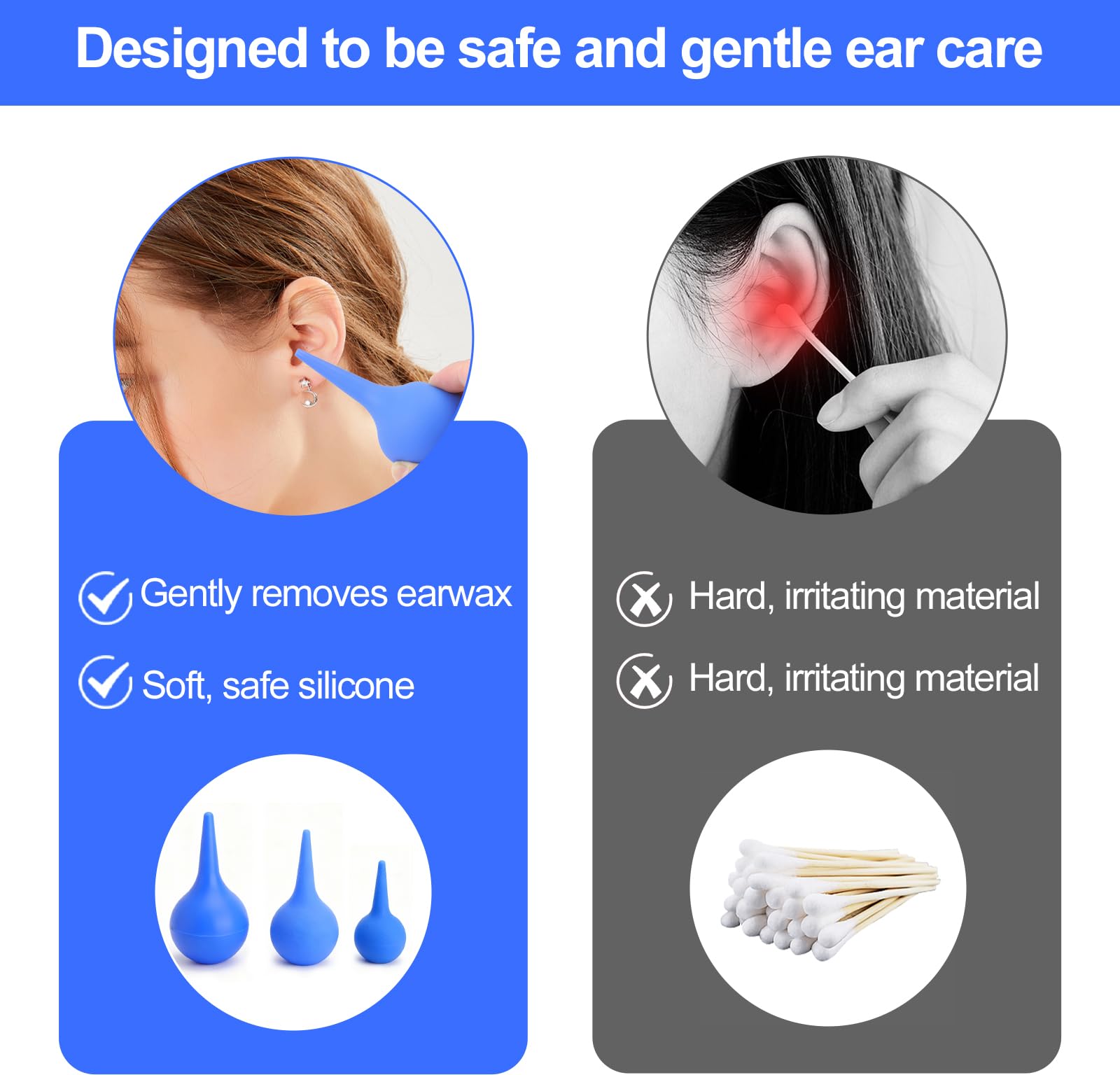 3PCS Pulisci Orecchie, Kit Pulisci Orecchie da 90ml 60ml 30ml, Siringhe Auricolari Pulizia Orecchie Pulizia Delicata e Professionale Tramite Siringa Auricolare Sicura ed Efficace per Adulti Neonati