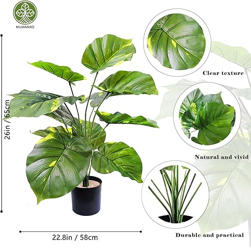 Miniatura 2 de Árbol de Aureum Epipremnum artificial de 23 pulgadas de alto, árbol de imitación Reak Touch para decoración de interiores en el hogar, oficina,