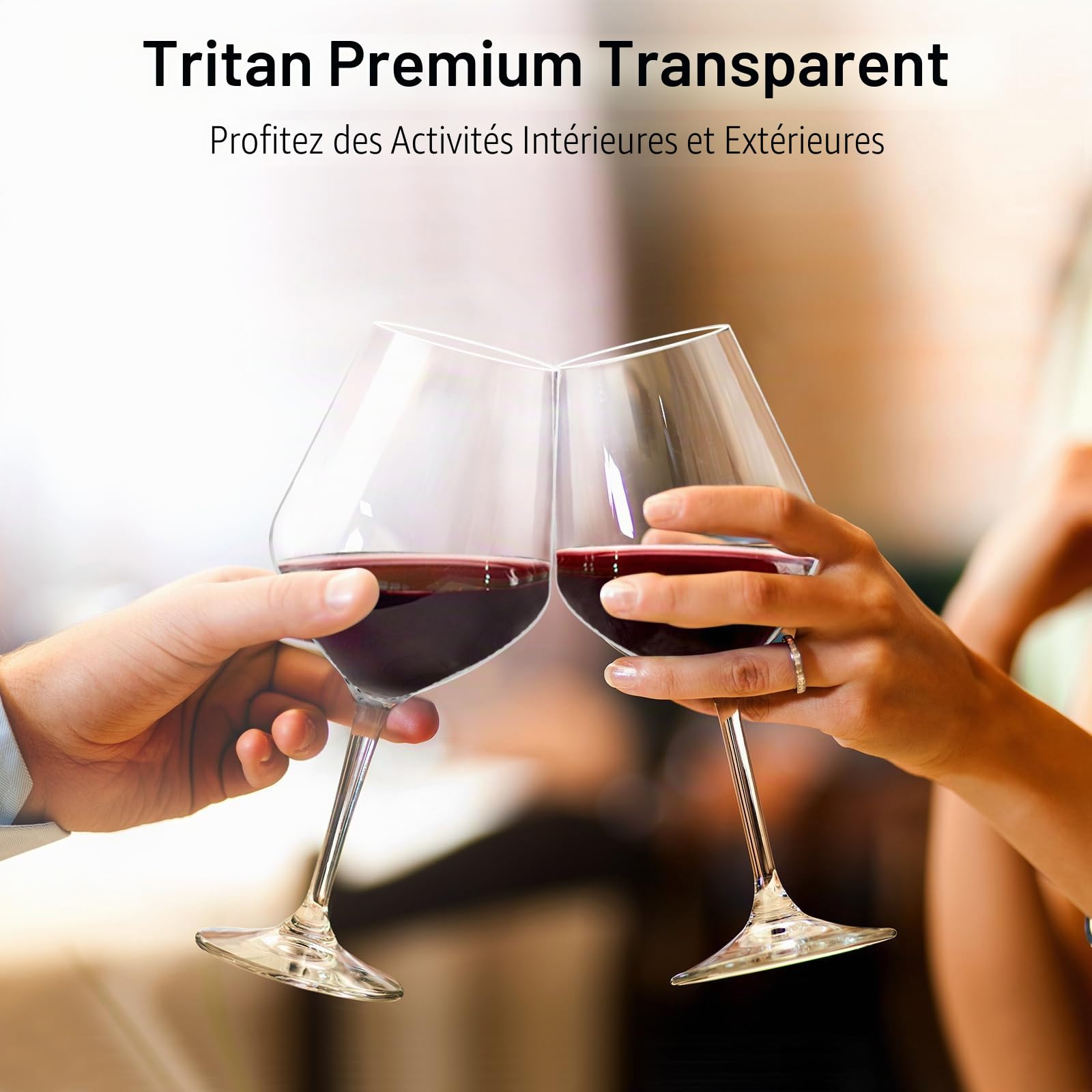 Lot de 4 verres à vin rouge incassables en plastique Tritan flottants, réutilisables, élégants, 403 ml, pour fête de piscine, mariage, anniversaire, camping, voyage, sans BPA, passent au