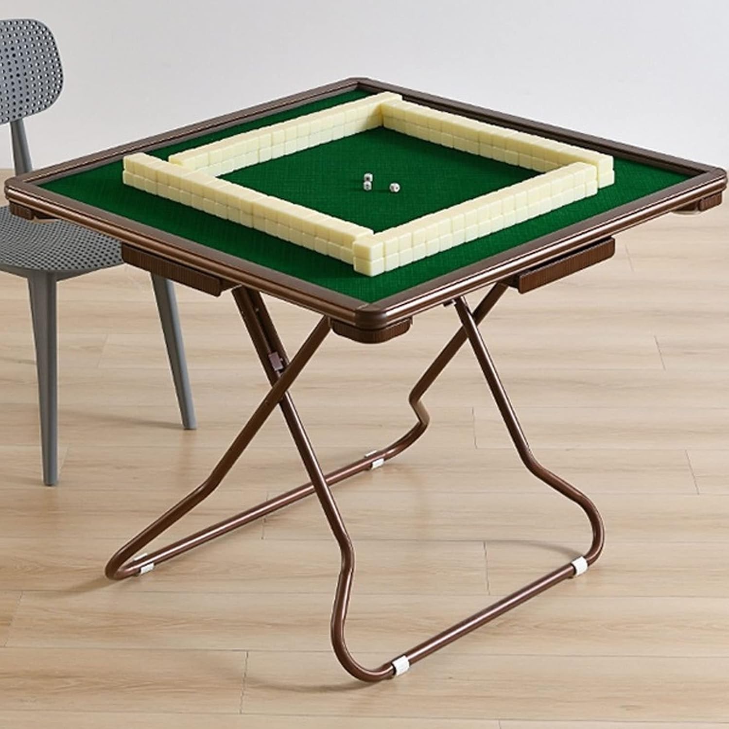 Oiyekntd Folding Mahjong Table, Portable Poker Domino Card Game Table 4 Player with Cup Holders ...