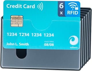 RFID Blocking Sleeves - Horizontal Slot - 6-Pack - Sturdy Clear Plastic - Card Protection for Credit Cards and Debit Cards