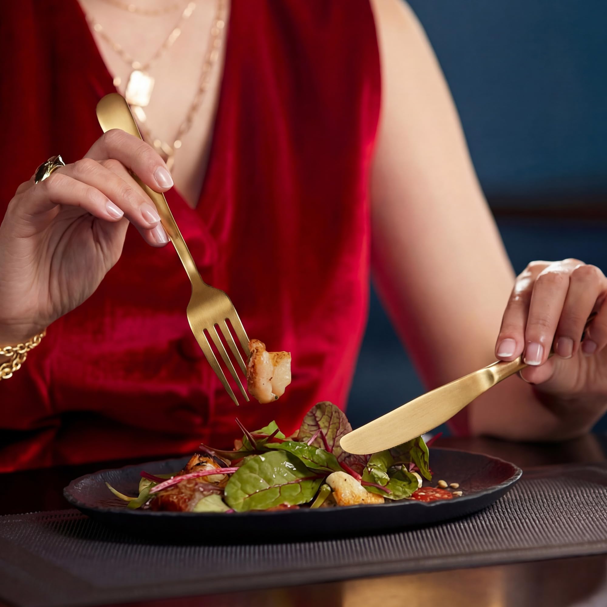 LIANYU Matte Gold Silverware Set for 8, 40 Piece Stainless Steel Flatware — Amazon image 3