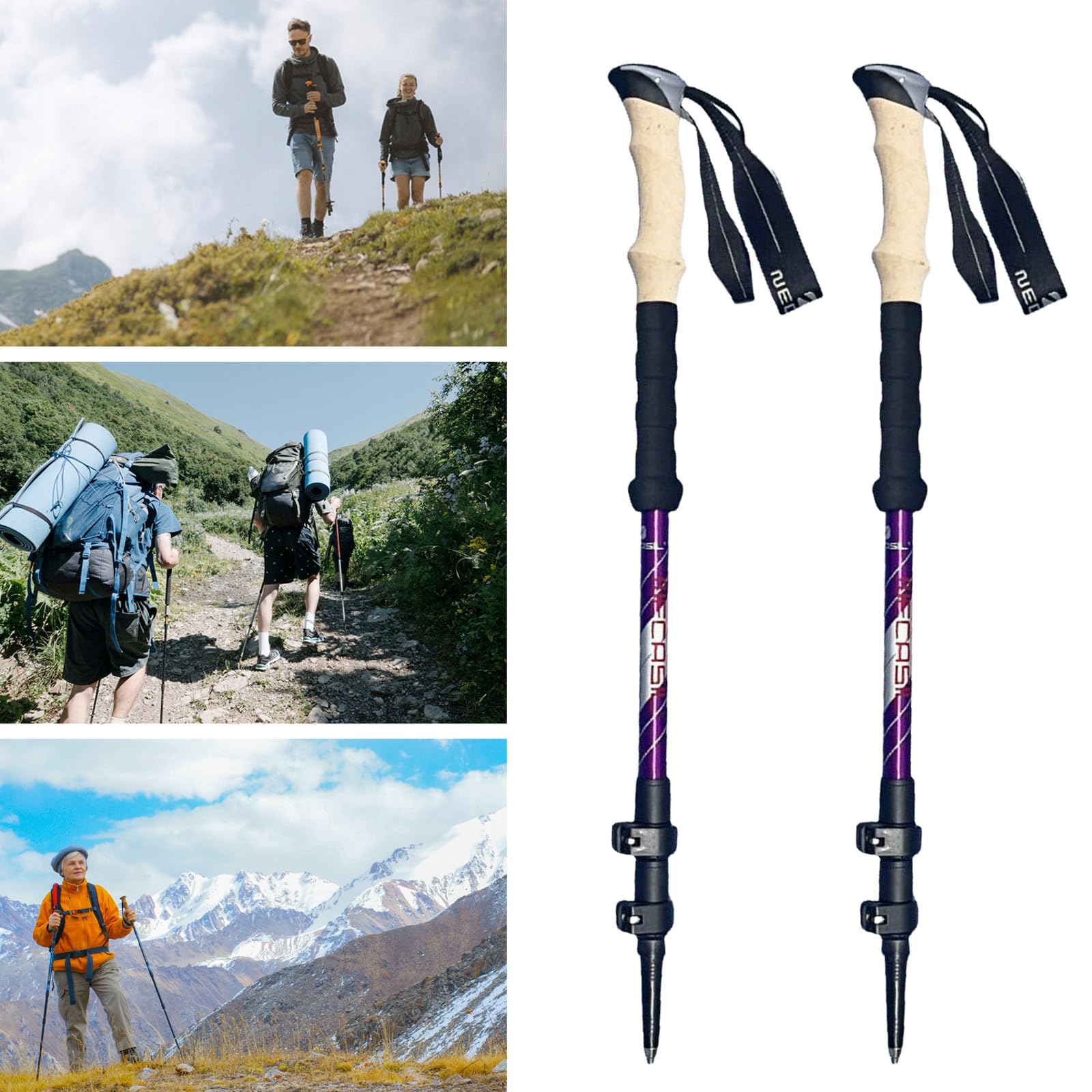 Adjustable Walking Poles Telescopic Climbing Stick Aluminum Alloys Walking Trekking Poles for Travel Hiking Climbing