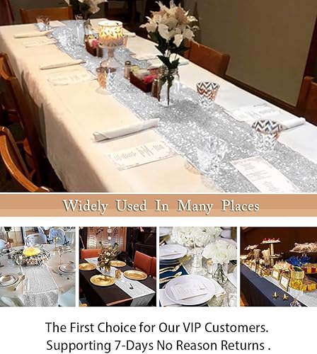 Vista 195 de Camino de mesa de lentejuelas doradas, 12 x 72 pulgadas, paquete de 15 caminos de mesa de boda con purpurina, camino de mesa dorado brillante