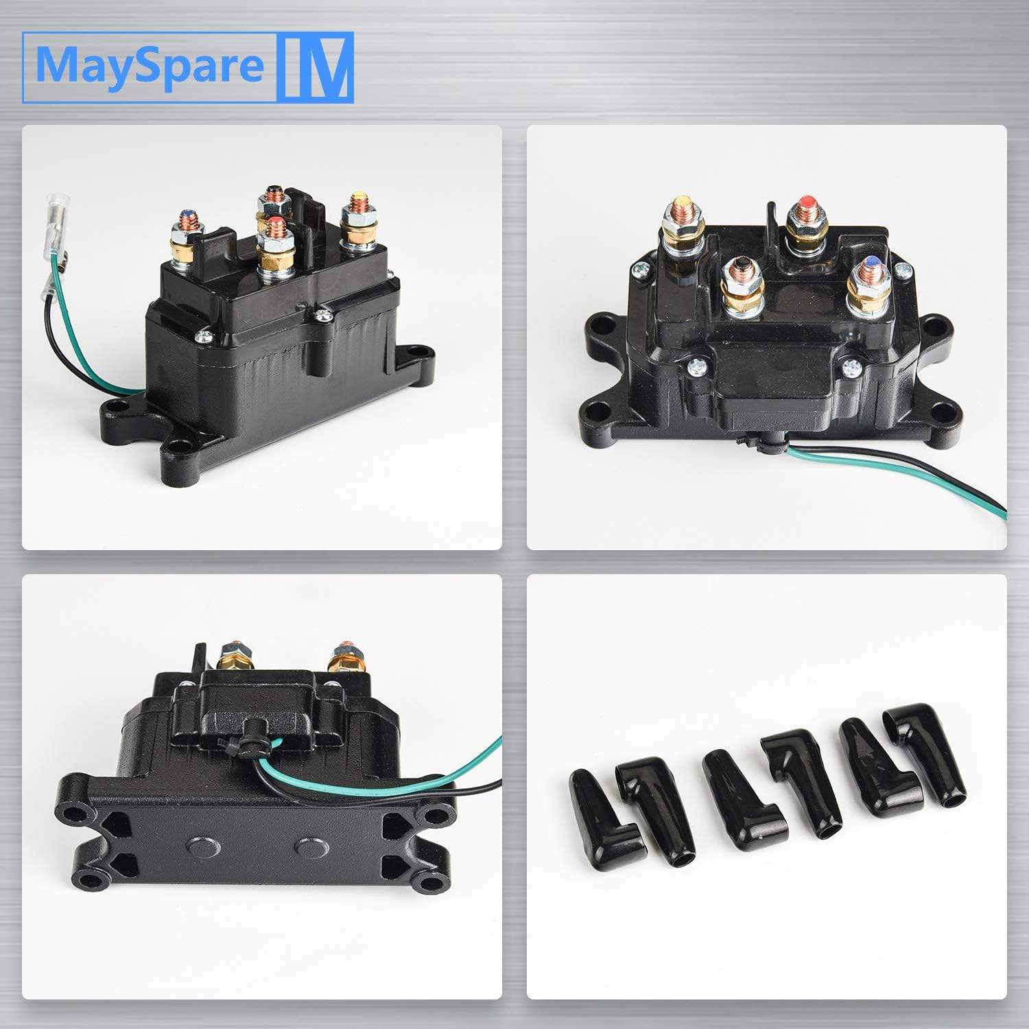 Hоttеѕt Sаlе MaySpare 250A ATV Winch Solenoid 12V Winch Solenoid Relay Contactor for 63070 62135 Warm ATV UTV 2000-5000lbs Winch with 6 Protecting Caps