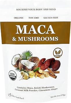 Cherie Sweet Heart Maca Mushrooms Blend Maca + Reishi + Coconut Milk + Cinnamon + Ginger, 6oz Bag, 15 Servings Organic, Non-GMO, Vegan, Gluten-Free