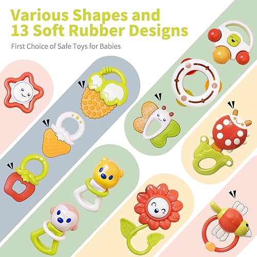Miniatura 2 de Juego de 12 Sonajeros para Bebés con Estuche de Almacenamiento, Juguetes de Dentición para Bebés, Regalo de Navidad para Recién Nacidos Bebés Niños