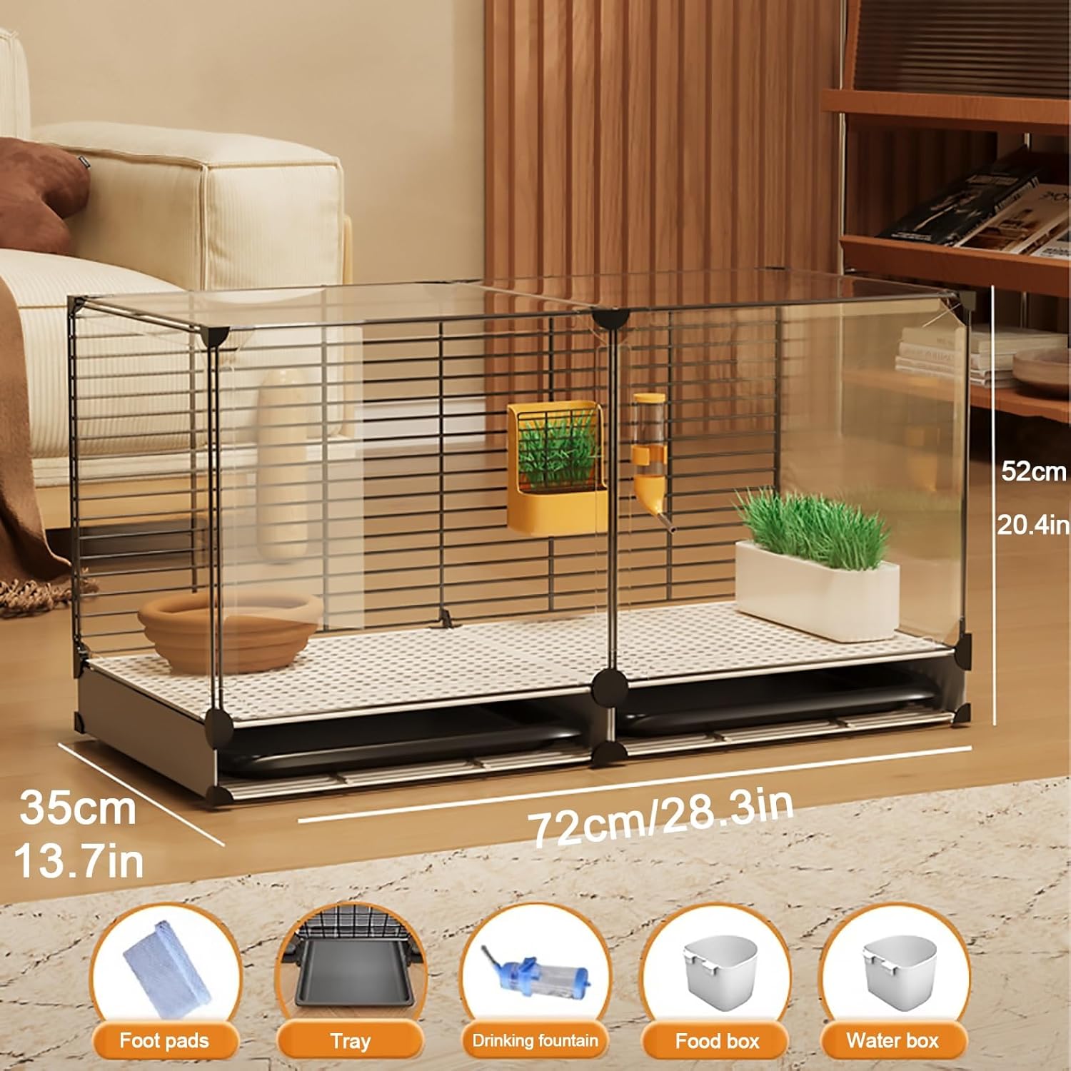 Indoor Rabbit Cages, DIY Encrypted Rabbit Hutch,Dedicated to Dwarf Rabbits for Raising Small Pets, Household Transparent Viewing (Color : Style2, Size : 72 x 35 x 52 cm)