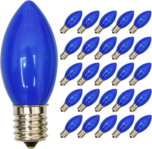 SUNSGNE Paquete de 25 bombillas C9 de repuesto de luz nocturna de Navidad, bombillas incandescentes de 7 W para luces de cadena de Navidad C9,