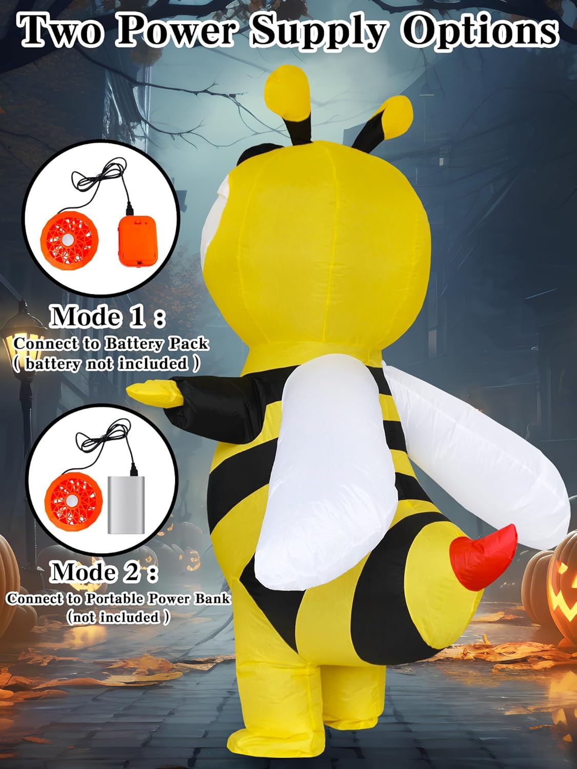 Inflatable Bumble Bee Costume Men Women Full Body Bee Blow Up Costumes Adult Funny Halloween Insects Outfit - Image 4