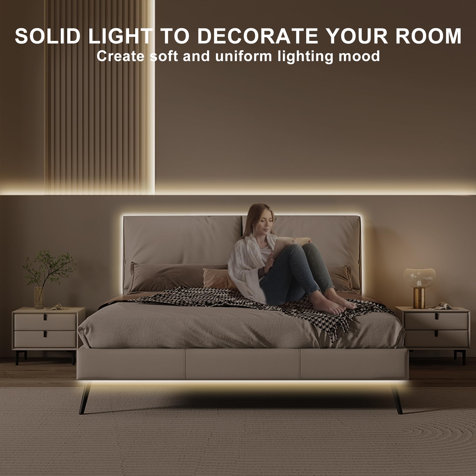 3000K COB LED Lichtleiste mit Fernbedienung, 5.0 m Dimmbar Warmweiß COB LED Licht Weißes Licht für Spiegel, Treppenhaus, Schrank, Zimmer