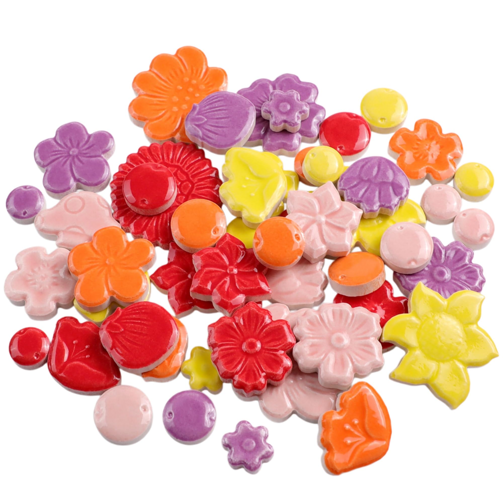 500g Mixed Color Ceramic Mosaic Tiles, Craft Small Irregular Mosaic Pieces for DIY Art, Home Decor, Vase & Flower Pot Filling (Flowers+Berries+Mushrooms)