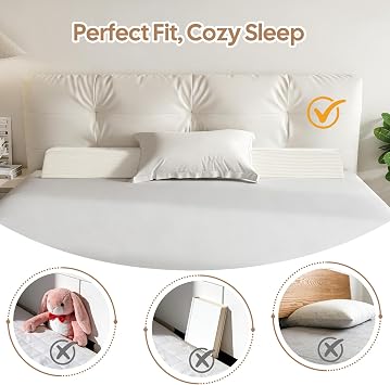 Bed Wedge Pillow for Headboard, King Size Gap Filler Mattress | Corduroy Wedge Pillow with Side Pocket Close The Gap(0-7 ) Between Your Headboard and Mattress or Wall (Beige 76x10x6)