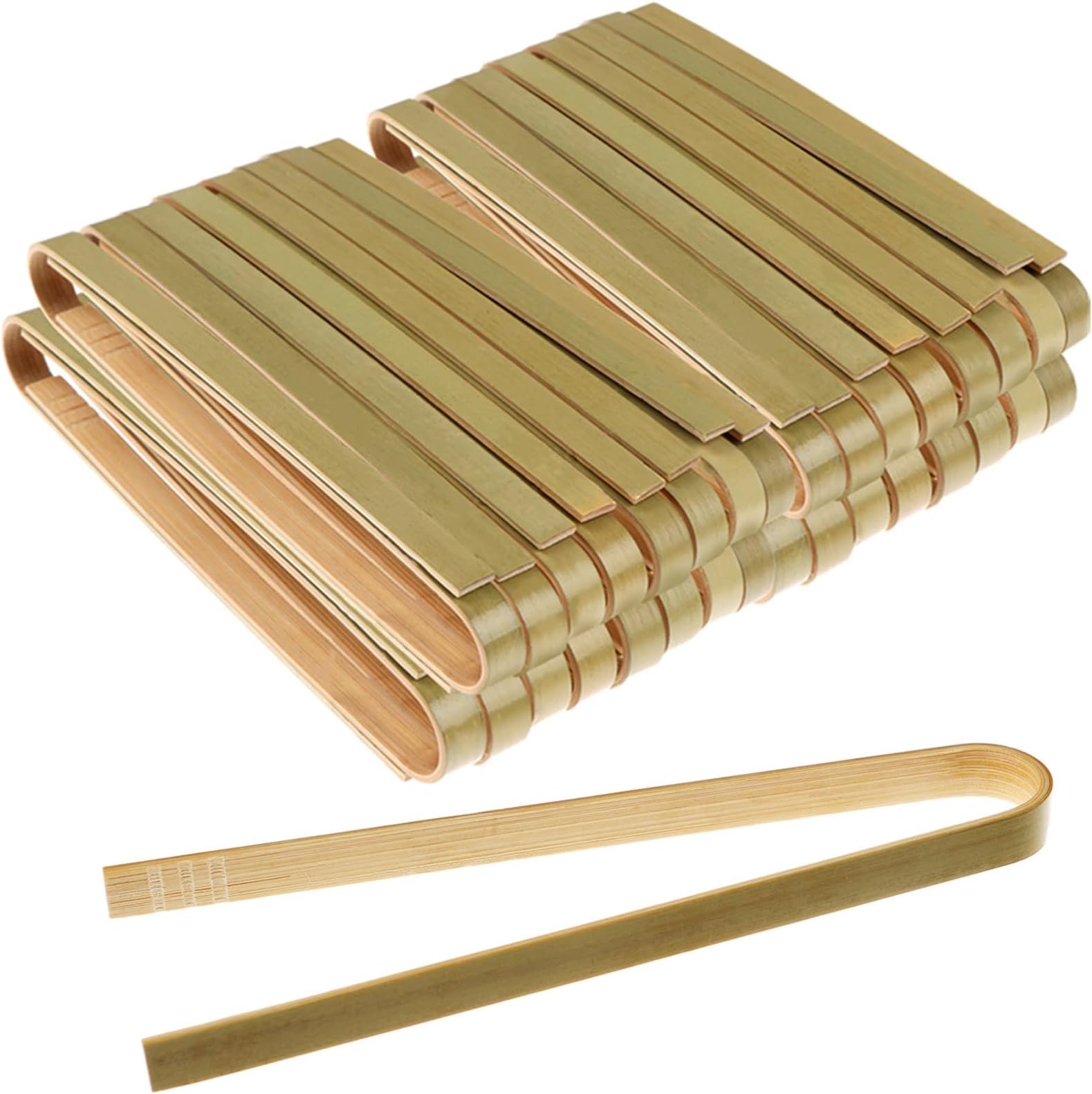 BambooMN 3.9" Mini Bamboo Disposable Tongs Toast Tongs
