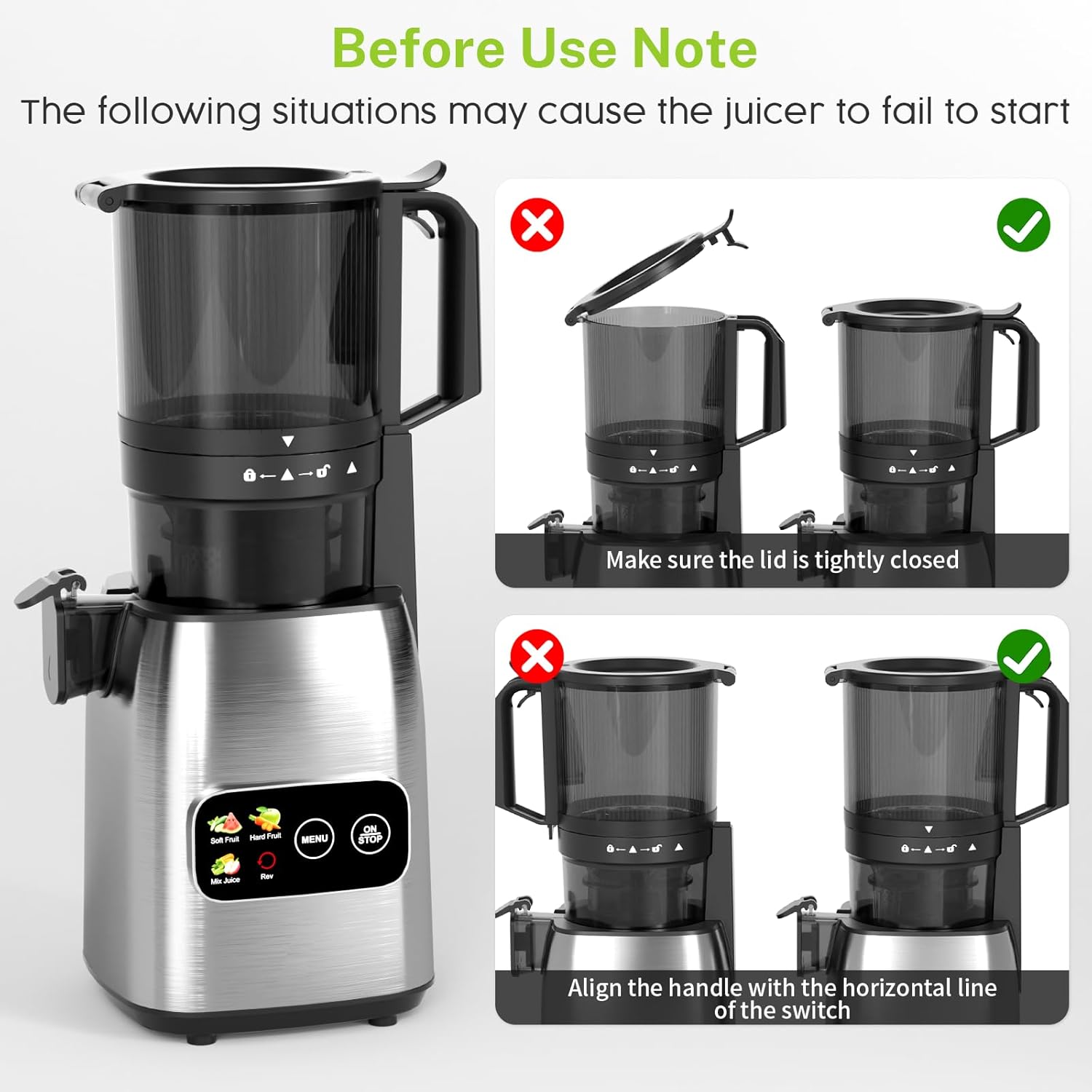 Juicer Machines, 5.4" Extra Large Feed Chute Cold Press Juicer, Juice Maker Extractor Machine with Touch Screen, Slow Masticating Juicer for Whole Vegetables & Fruits, High Juice Yield, Easy to Clean