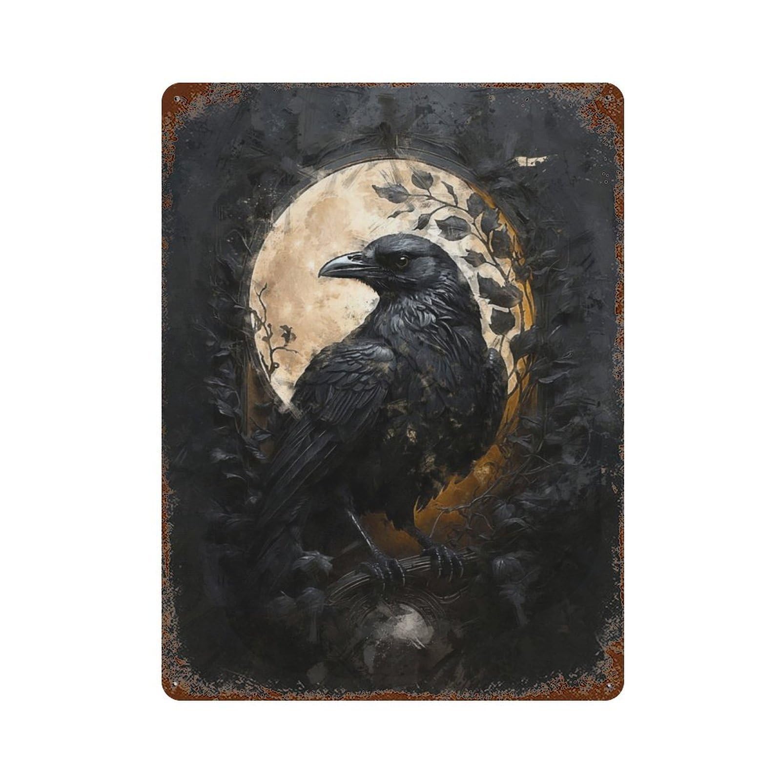 Vintage Rust Metal Sign with Lunar Omen Design 15.7"x11.8", for Shed, Workshop And Garage Wall Decor, Classic Wall Plaque