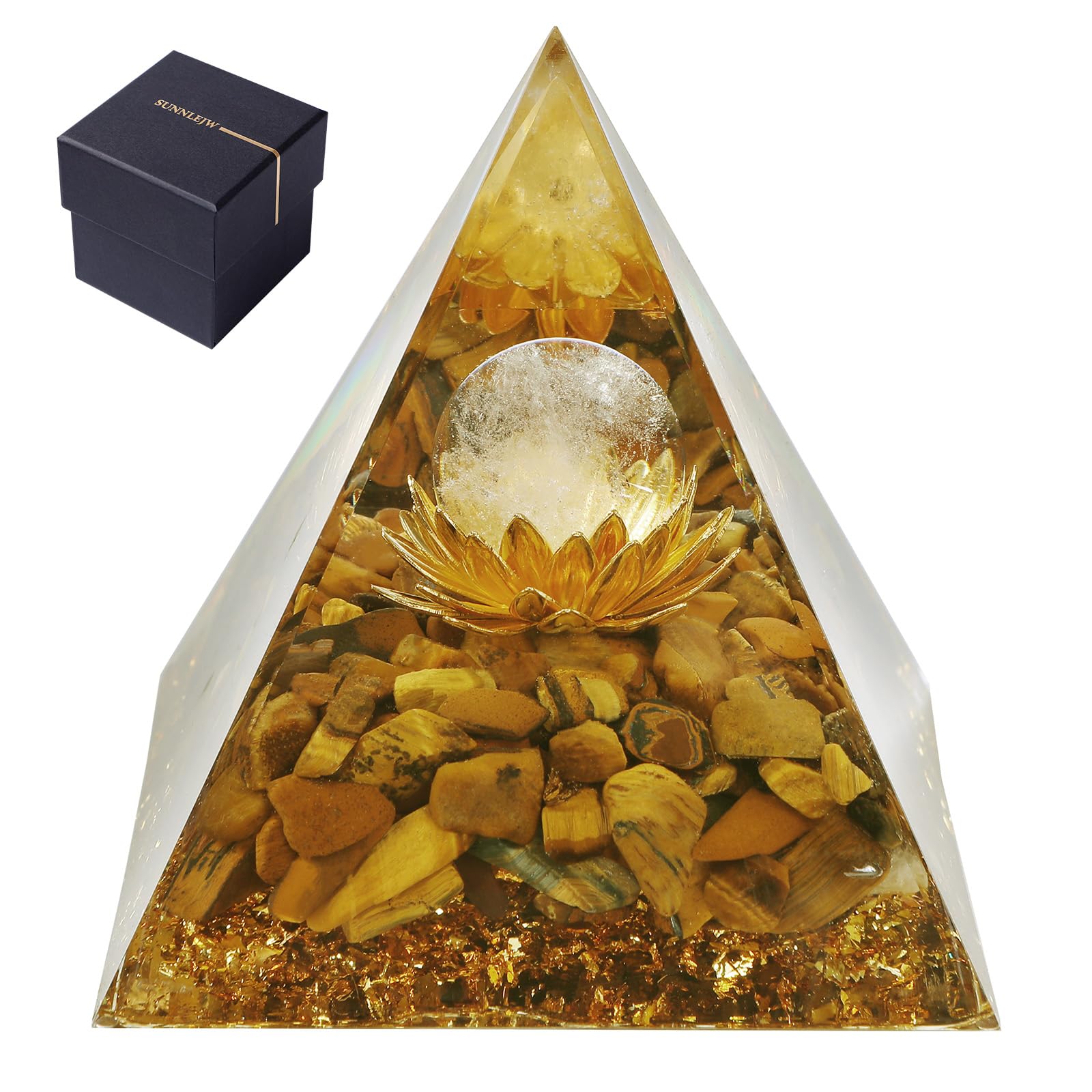 - Orgone Pyramid Flower of Life,Orgonite Money Healing Crystals Pyramid,Crystals and Healing Stones for Positive Energy and Wealth,Tiger's Eye Stones Luck White Crystal,Spiritual Gifts for Women