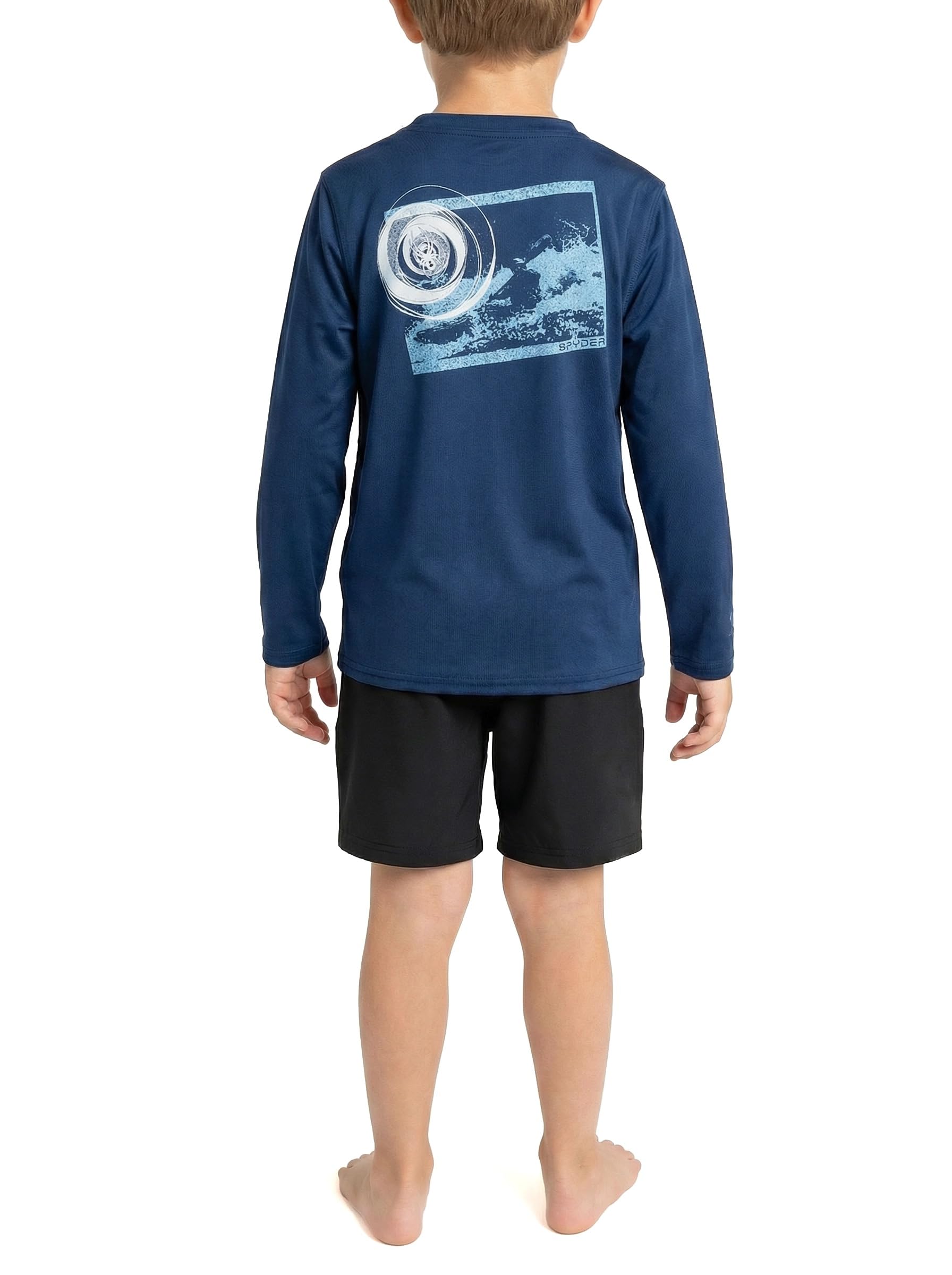 Spyder Langärmeliger Rashguard für Jungen, LSF 30+, schnelltrocknend, 4-Wege-Stretch-Badeshirt für kleine Jungen