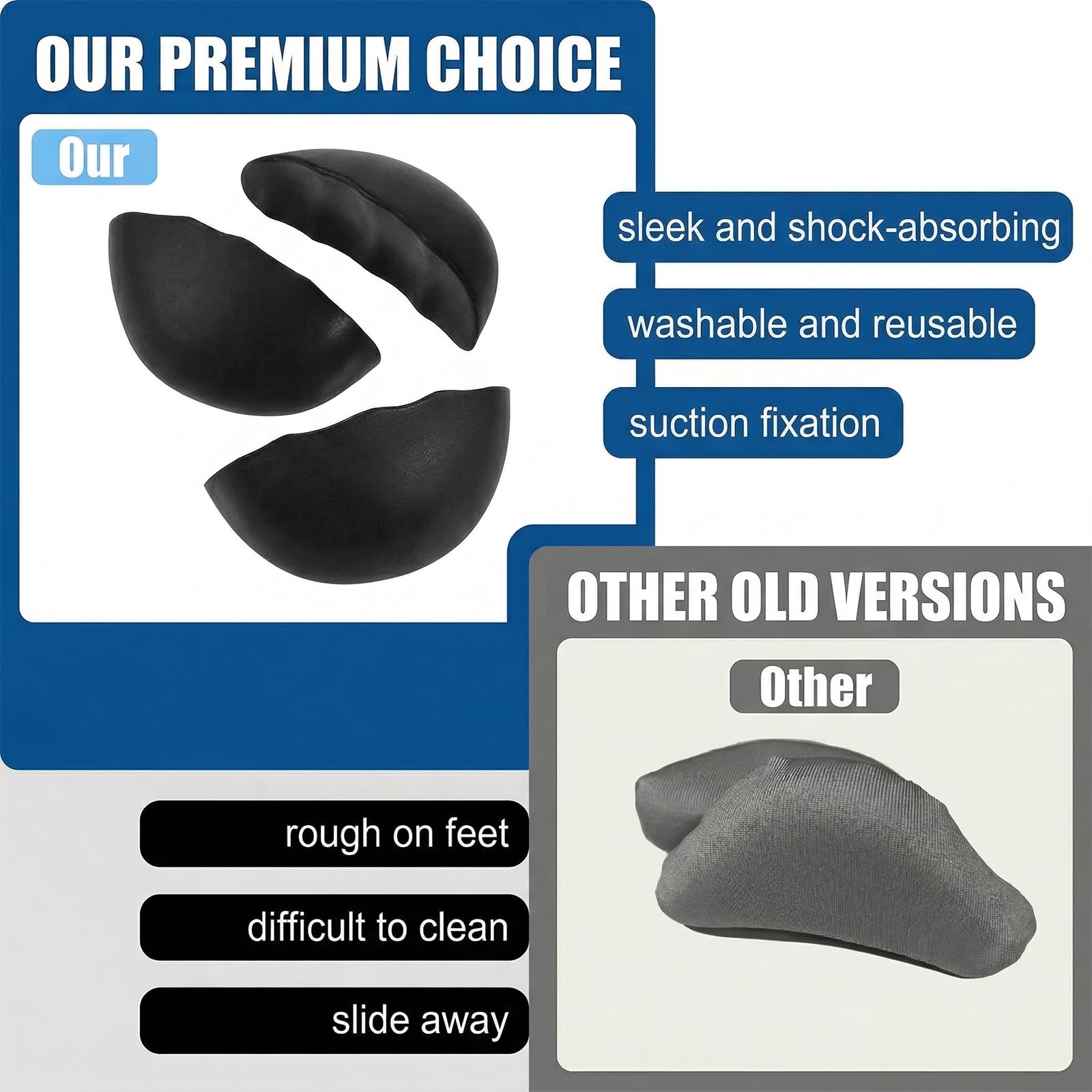 Pack de 2 Pares de Relleno para Zapatos Grandes, Ajustador de Talla de Calzado Reutilizable, Almohadillas Suaves para Puntera de Calzado Holgado, Talla M, Negro