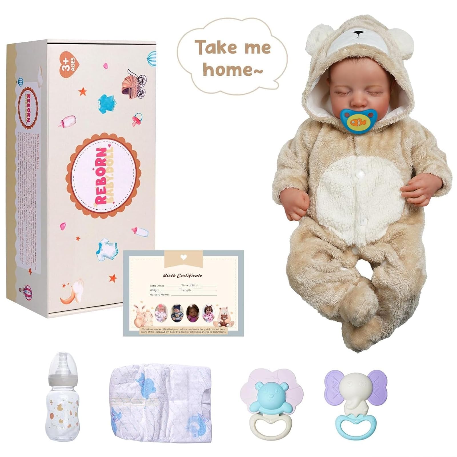 BABESIDE Realistyczne lalki niemowlęce Reborn chłopiec, 43 cm, ręcznie robione realistyczne lalki reborn niemowlęta z miękkim winylowym korpusem, prawdziwe lalki z zabawkami, akcesoria, bliskie oczy