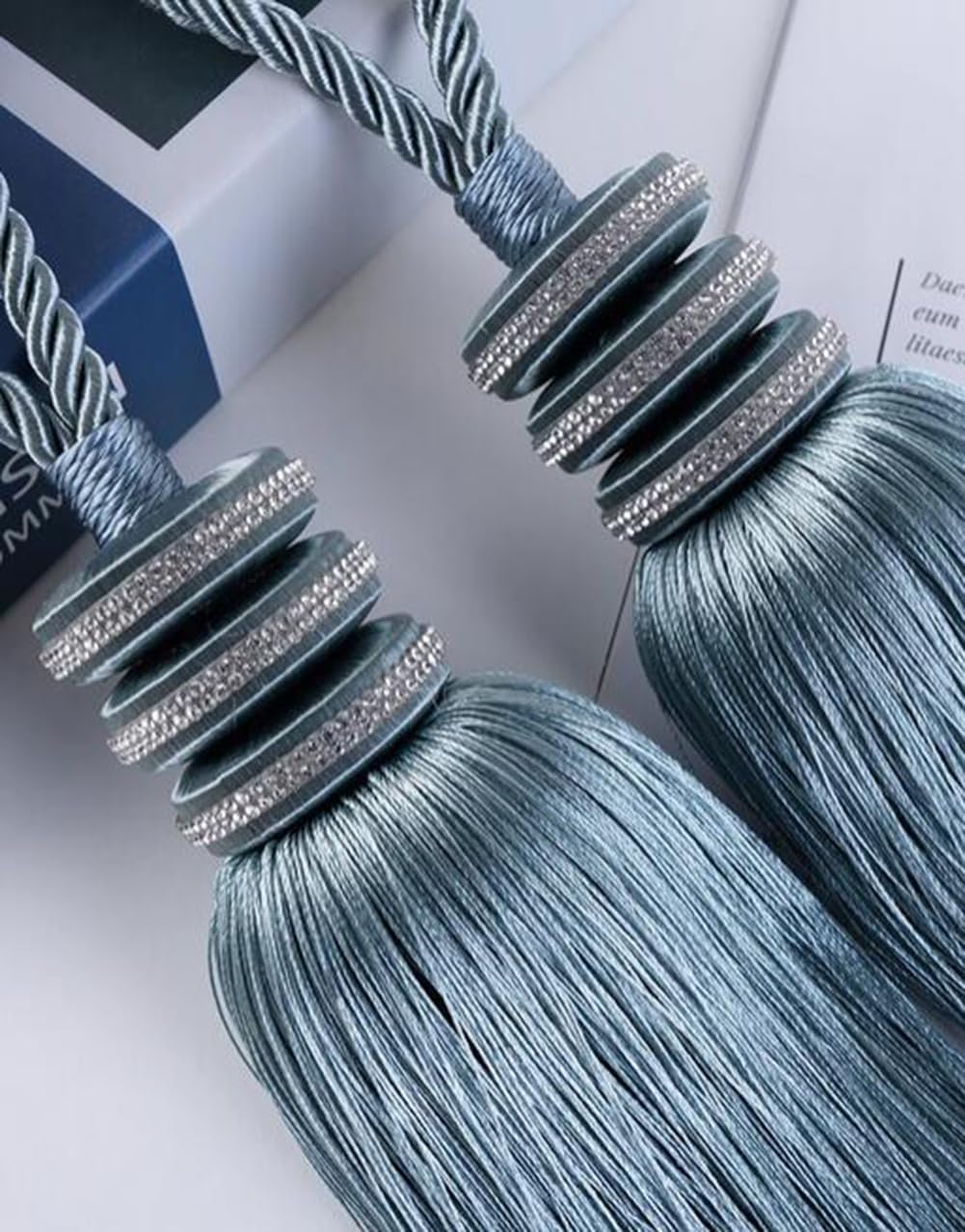 Set of 2 Tassels Curtain Tiebacks Home Decorative Curtain Rope Holdbacks Simple Drapery Curtain Tiebacks Rope (Gray Blue)