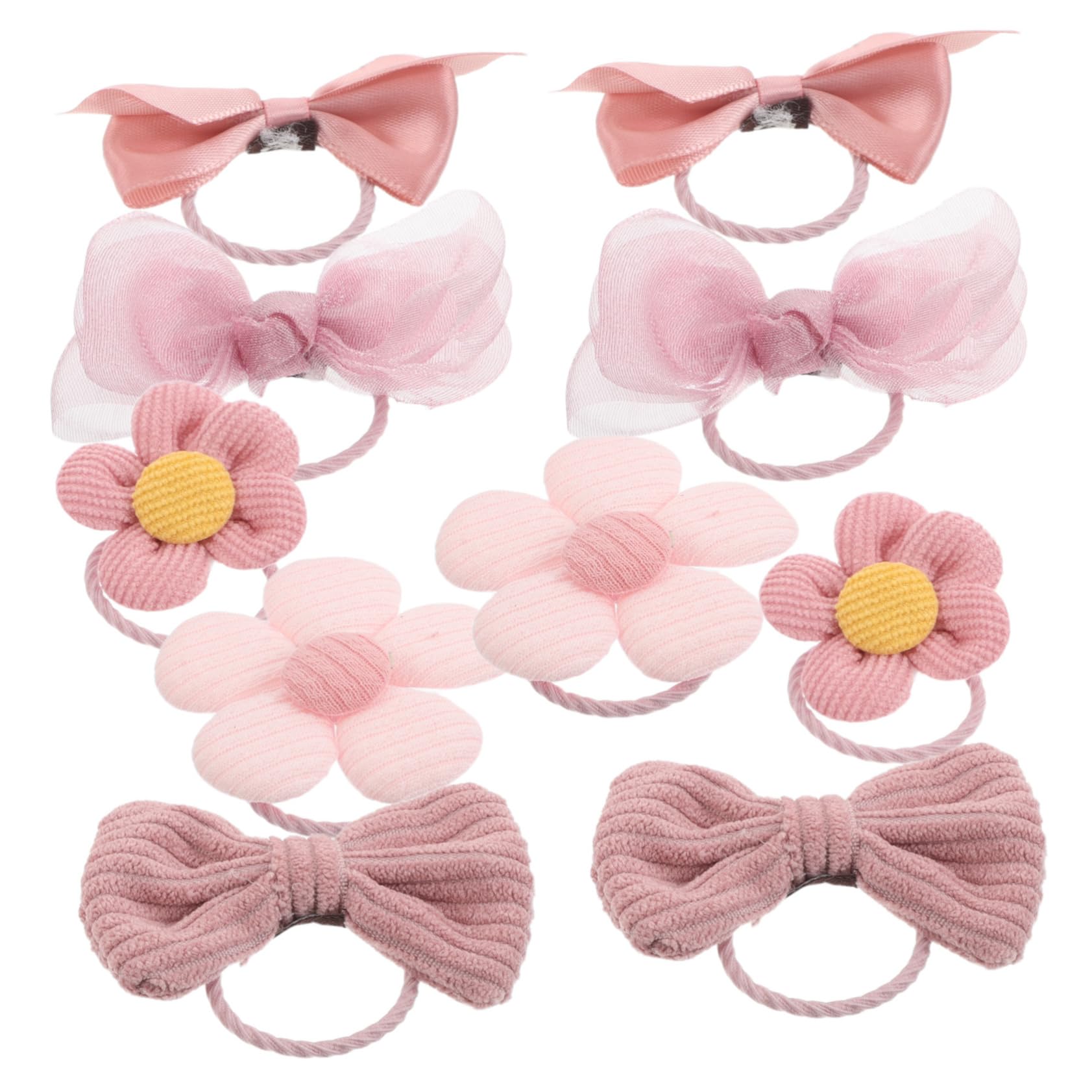 INOOMP 10Pcs Pet Hair Accessories Cute Dog Bowknots Hair Bands for Small Dogs Stylish Flower Headwear for Grooming and Pet Styling for Yorkies Puppies