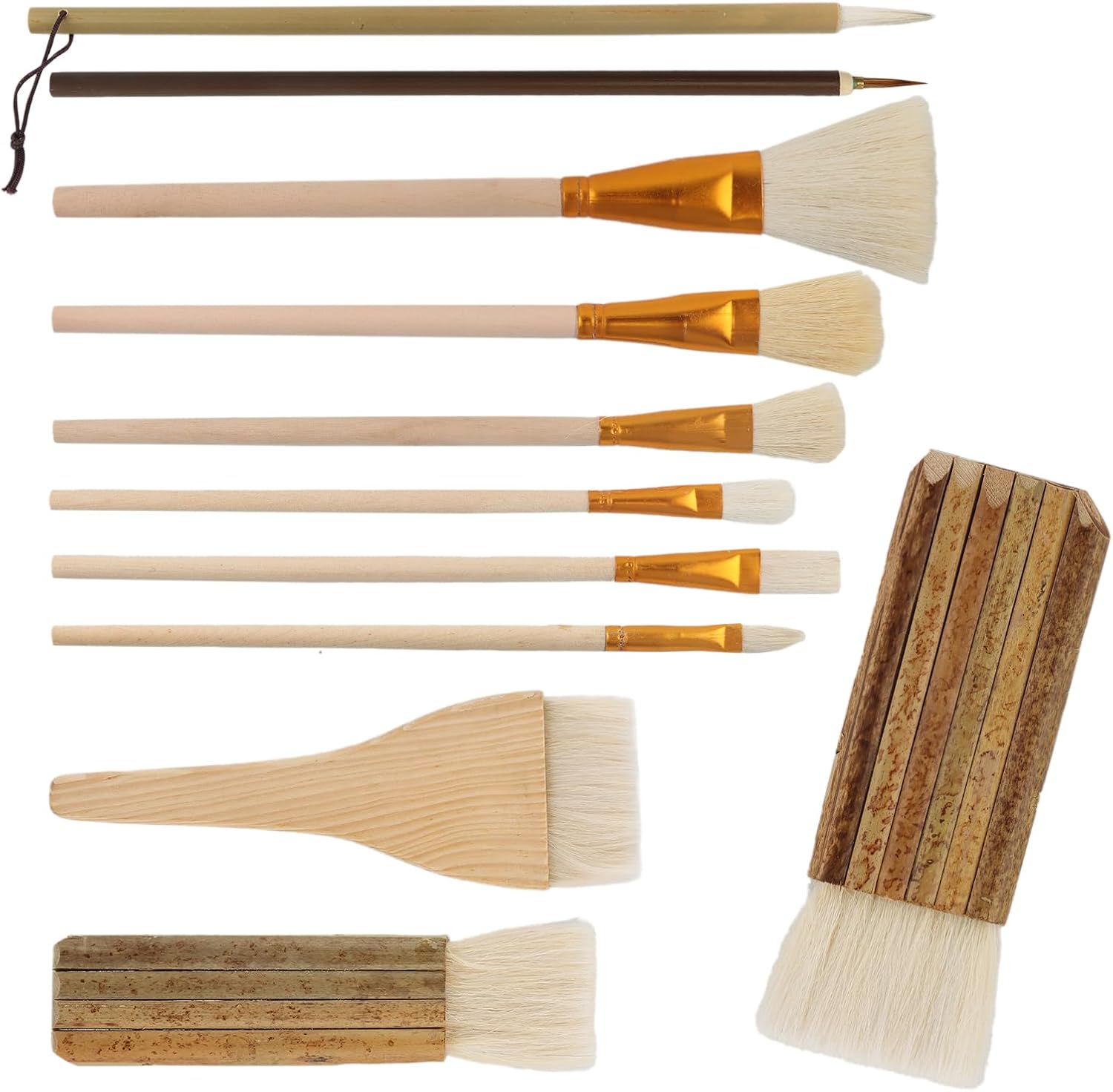 Pottery Glaze Brushes, Pottery Brushes for Glazing, 11 PCS Painting Ceramic Brush Set, Different Shape Wool Soft Bristle for Ceramic Potterys Glazing Creation, Acrylic, Watercolor