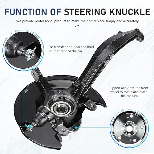 Miniatura 2 de Conjunto de cubo de cojinete de rueda y nudillo de dirección delantero izquierdo para Honda Accord 2003-2007 2.4L Reemplazar para 698401 698-401