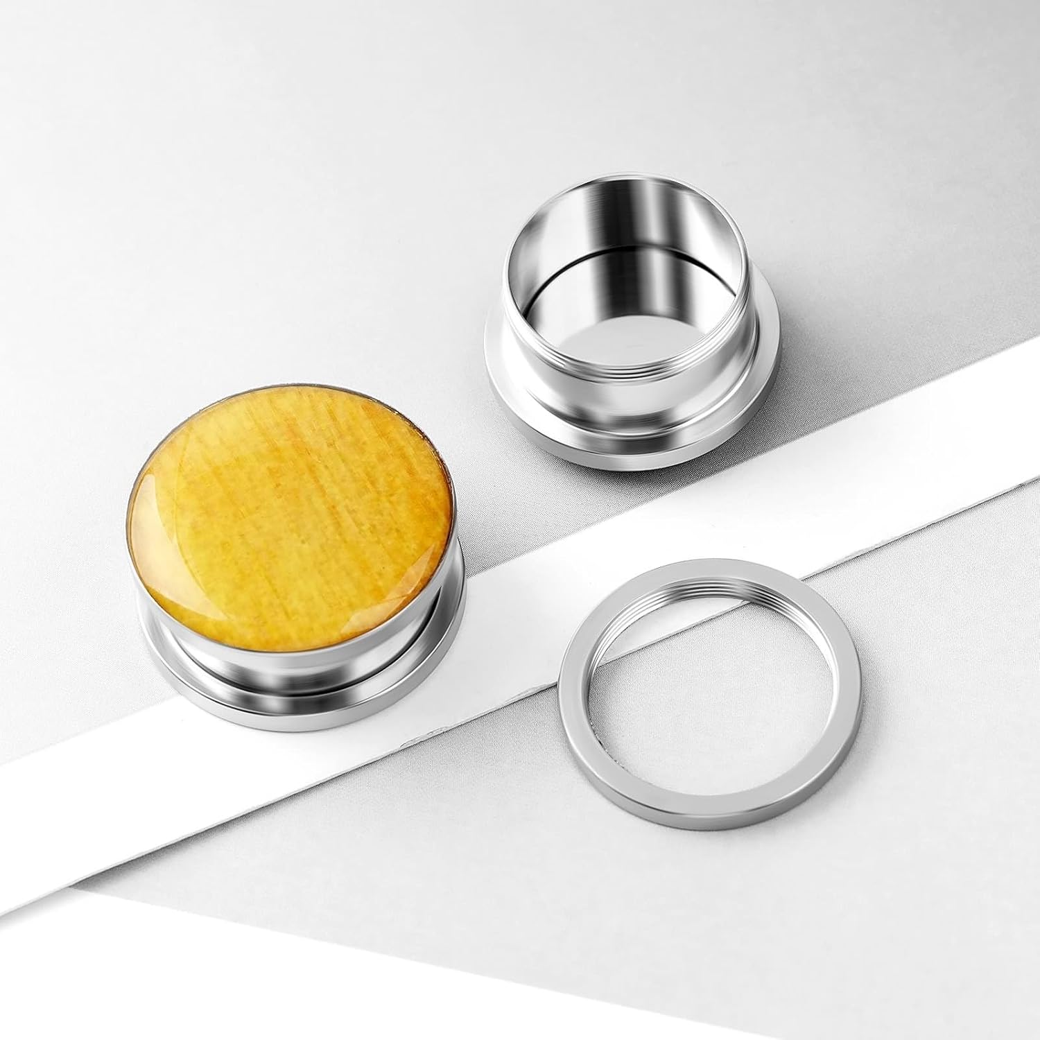 Ear Gauge Plugs 8g-3/4 inch, Stainless Steel Ear Tunnels for Men Silver Plug with Enamel Body Piercing Jewelry for Men 22pcs