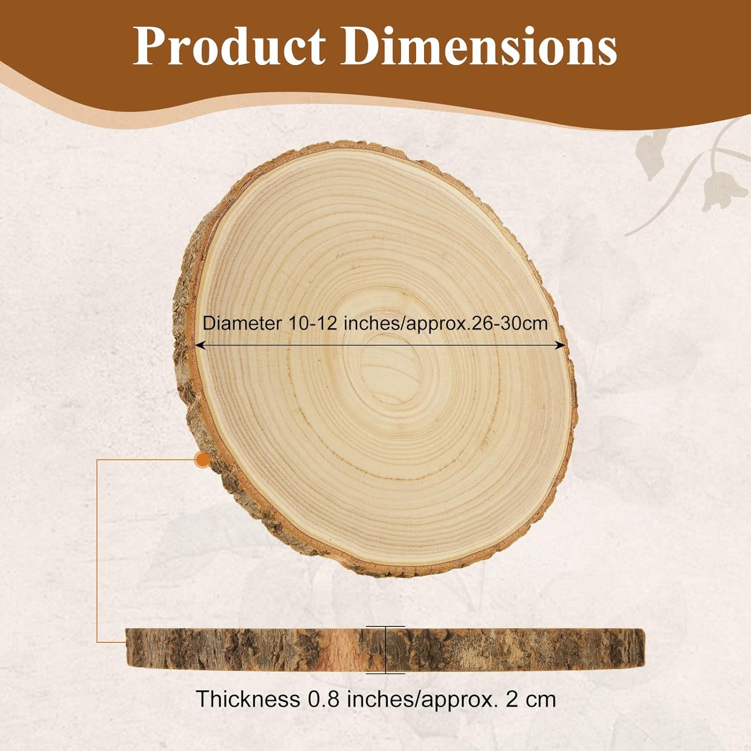 6 Pack 10-12 inches Large Wood Slices for Centerpieces, Wood Centerpieces for Tables, Unfinished Wooden Rounds Rustic Wedding Centerpiece Decoration and DIY Crafts, Natural Paulownia Wooden Slabs