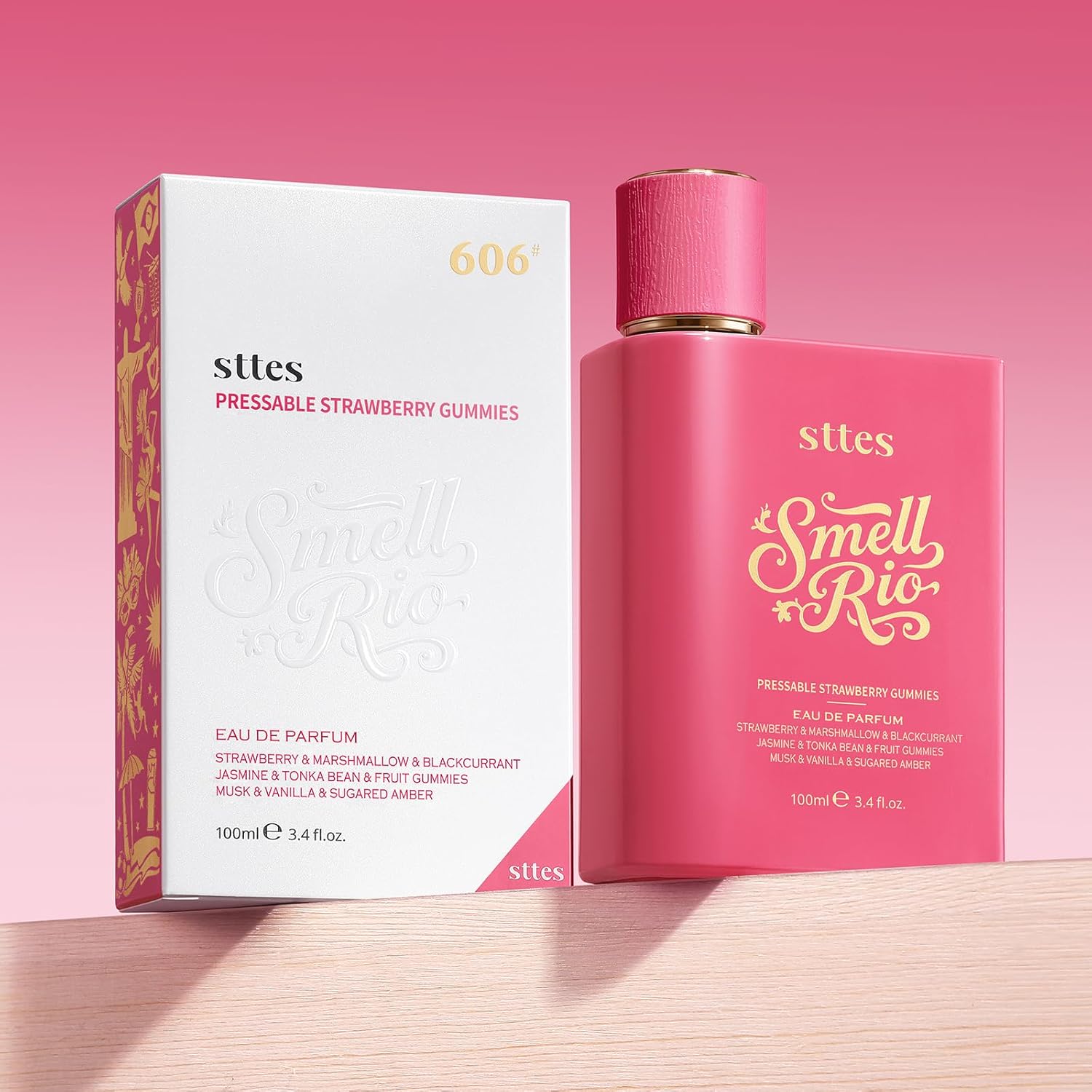 Sttes Smell Rio Perfume 606# (Pressable Strawberry Gummies) Hair Perfume for Women – Long-Lasting Strawberry, Candy, Vanilla & Marshmallow Gourmand Fragrance Eau de Parfum 100ml (3.4 fl oz)