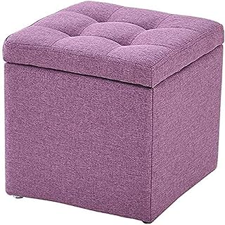 Foot Stool Footrest Linen Foot Stool, Storage Folding Bench with Highly Elastic Sponge Filling,Foldable Seat Bench & Footrest, Polyester,30x30x35cm(Color:C) (Null B) (D