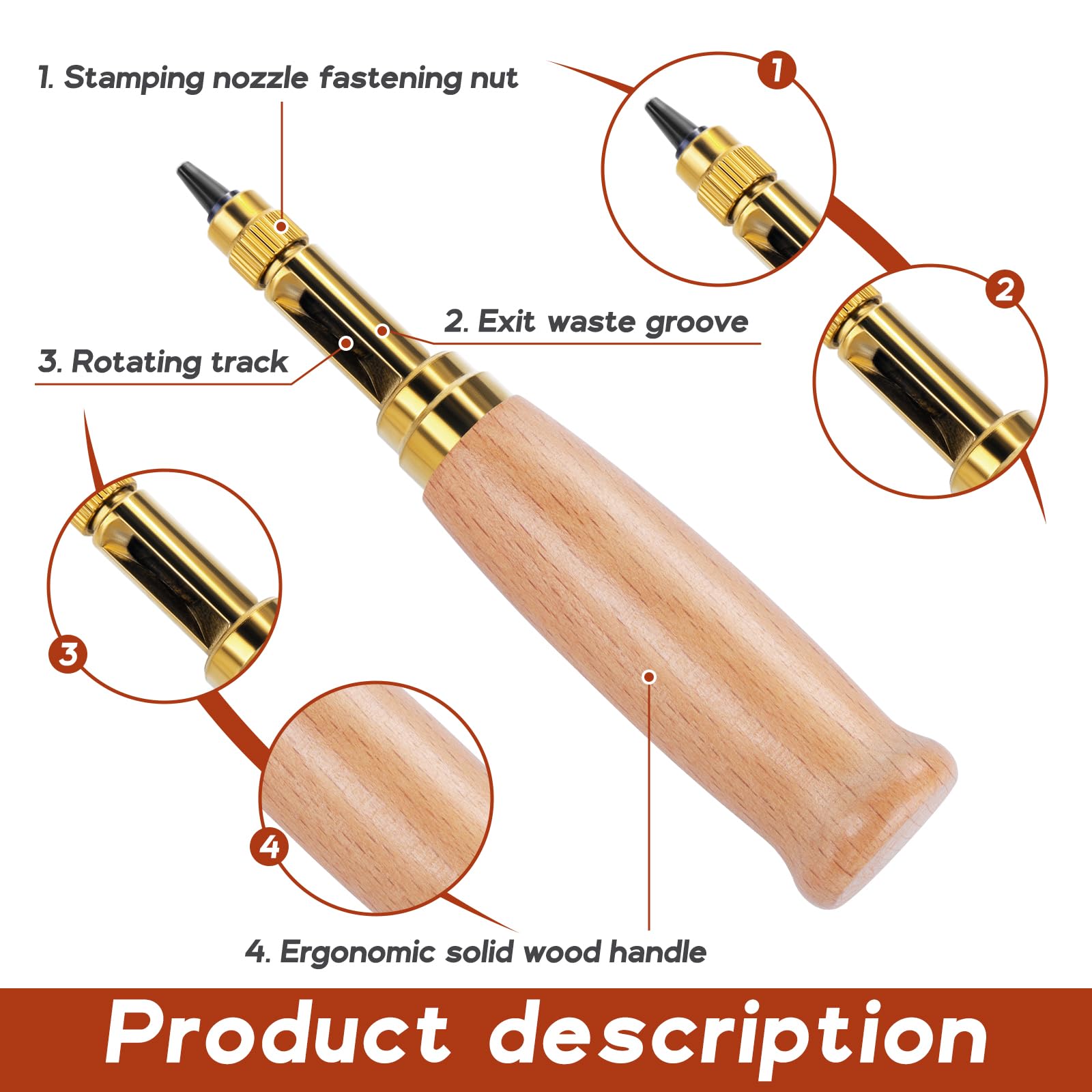 ENCHOL Adjustable Japanese Screw Hole Punch, Leather Screw Punch, Craft Punch with 5 Punches - Image 3