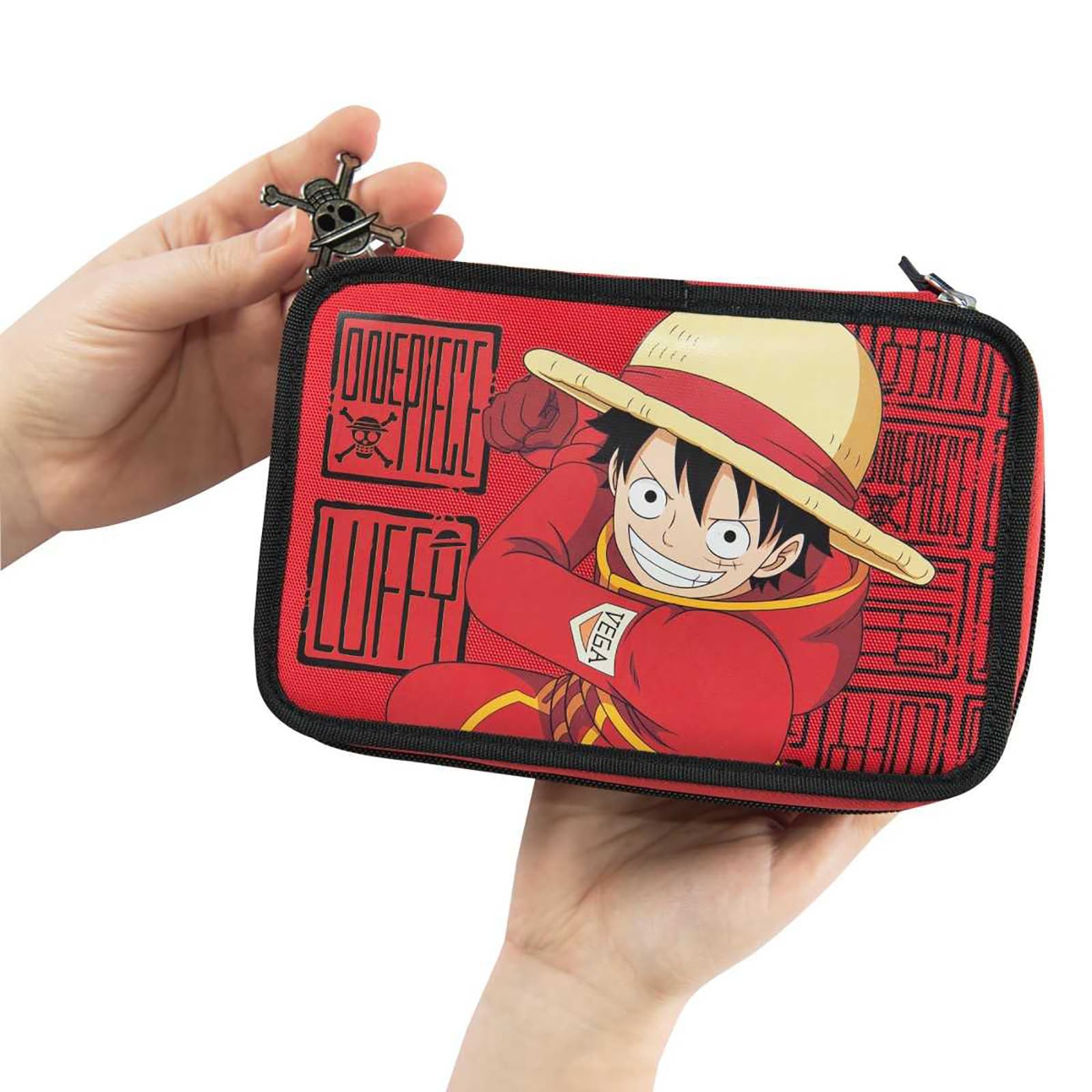 Clondo Astuccio 3 Scomparti Riempito Bambino One Piece Luffy 45 Accessori Scuola Set Cancelleria
