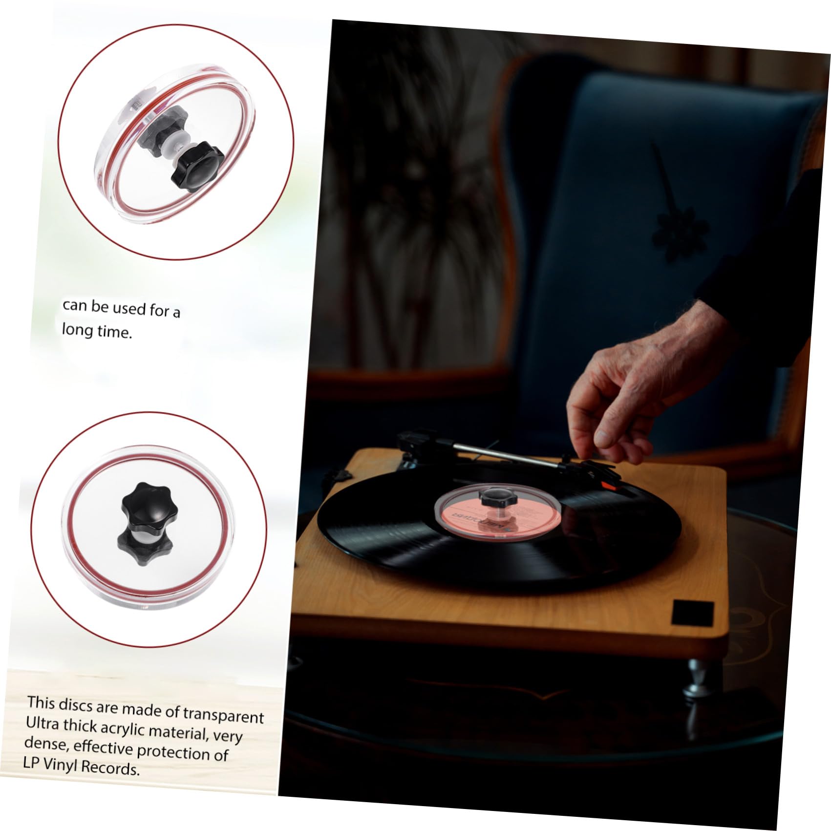 SHINEOFI Strumento Protettivo per Etichette Dischi in Vinile, con Design Arrotondato e Materiale Acrilico e Silicone per Pulizia e Conservazione