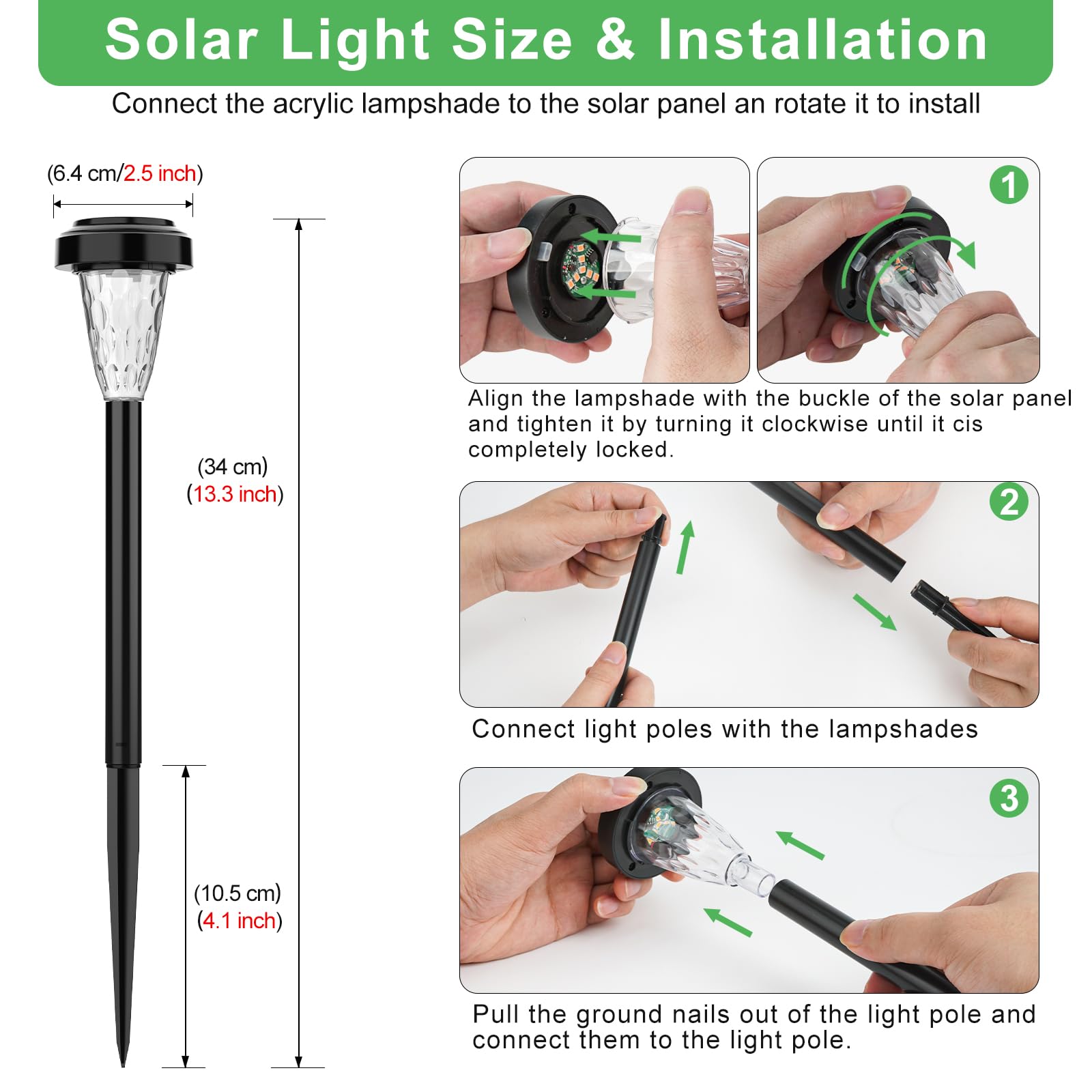 FIFlying Lámpara Solar Exterior para Jardín 8 Piezas, 2 Modos Blanco Cálido Luces Solares Exterior Jardín, IP65 Impermeable Luces Solares LED Exterior para Jardín, Patio, Césped, Entrada, Pasarela
