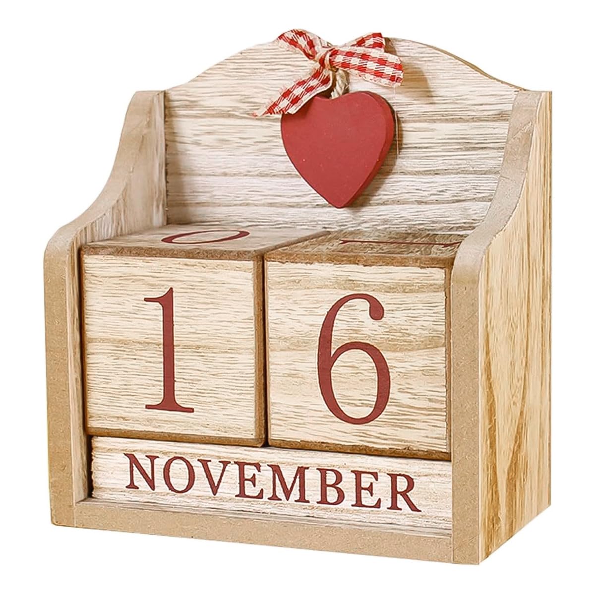 Sarini Calendrier perpétuel en Blocs de Bois Vintage Blocs d'affichage réutilisables du Mois et de la Date pour la décoration du Bureau ou de la Maison Calendrier de Bureau en Bois Rustique