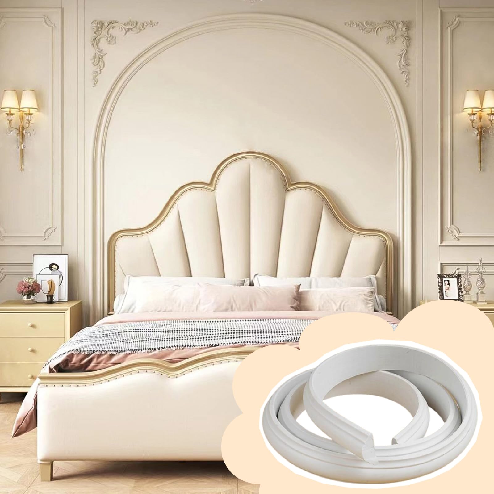 PULaif Wall Trim Arch Kit, Flexible Curved Wall Trim White Multiple Sizes Cabinet Door Mirror Frame Plaster Ceiling(1.5 * 600cm)