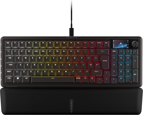 Corsair VANGUARD 96 Wired Mechanical Gaming Keyboard β 96% Layout, MLX Plasma Linear Switches, 8000Hz Polling, LCD Display, Virtual Stream Deck, G-Keys, SOCD Flashtap, QWERTY UK β Black - 1