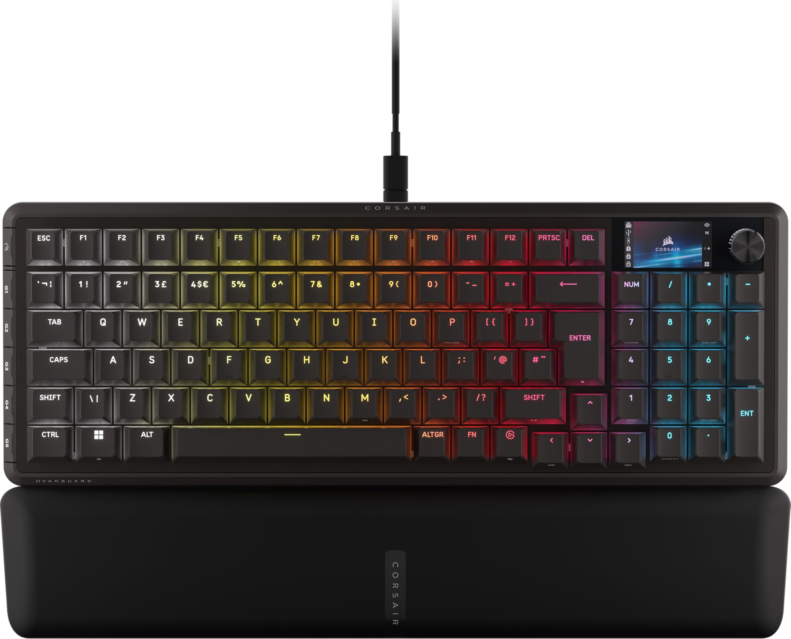 Corsair VANGUARD 96 Tastiera Meccanica da Gioco con Cavo – Layout al 96%, interruttori lineari MLX Plasma, polling a 8000 Hz, display LCD, Virtual Stream Deck, SOCD Flashtap, QWERTY IT – Nero