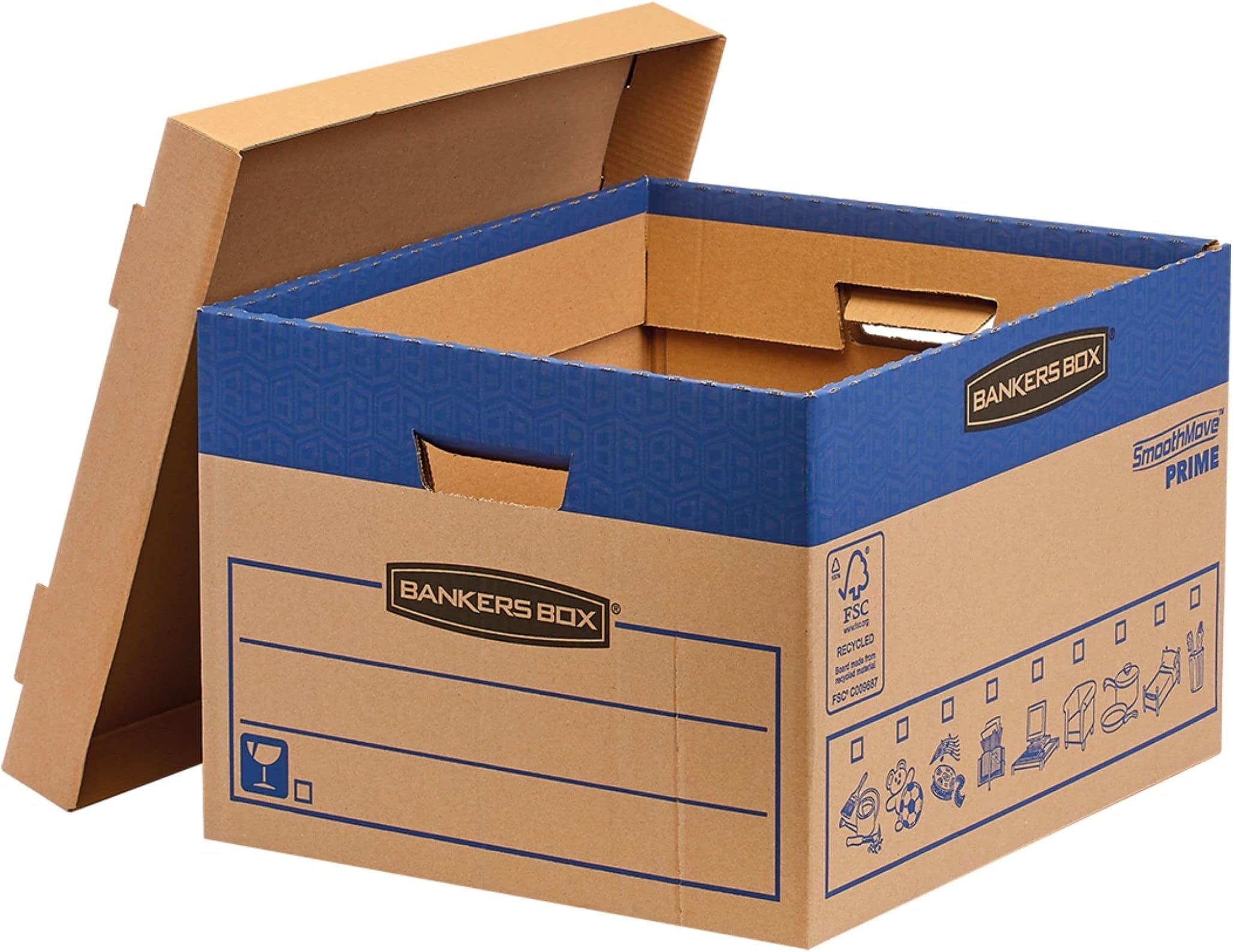 10 BANKERS BOX Large Strong Moving Boxes, 67L SmoothMove Cardboard