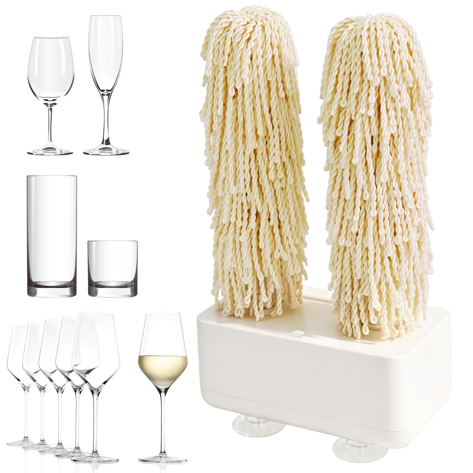 Lucidatrice Elettrica Per Bicchieri Per Casa, Lucidatrice Rotante Per Calici Da Vino, Asciugatura Istantanea A 600 Giri/min, Macchina Automatica Per Asciugatura E Lucidatura Per Tutti I Bicchie white