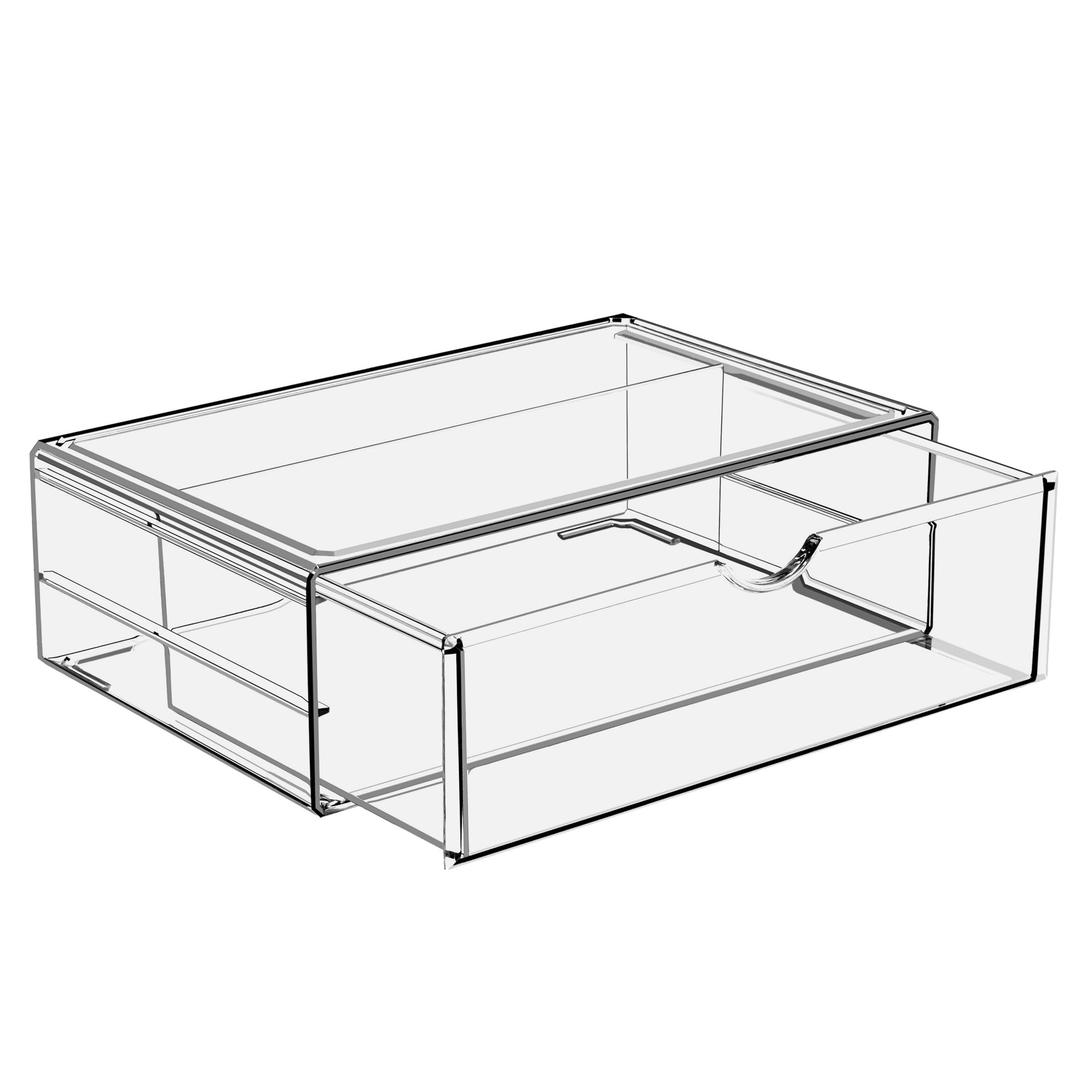 Sorbus Large Stackable Acrylic Drawers - 1 Clear Storage Drawers for Organizing Make up, Nail Polish, Hair Accessories, and Beauty Supplies - Makeup Organizer for Vanity, Bathroom Organizer Countertop