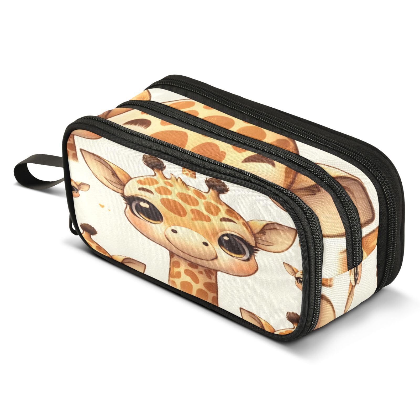 ALAZA Cute Giraffe Face Pattern Pencil Case Large Capacity Pencil Pouch with 3 Compartments Stationery Case Pen Bag for Boys Girls Kids Adults School Office