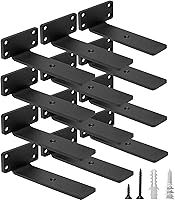 Vista 8 de HITOMEN Soportes de estante flotantes resistentes, accesorios de estantes ocultos de 8 pulgadas (1/5 pulgadas de grosor), soportes de hierro L