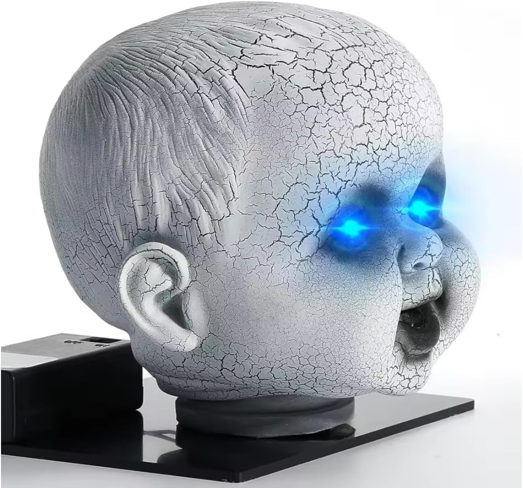 Creepy Doll Head Paranormal Ghost Spirit Communication Tool Equipment EMF Device Ghost Hunting Detection Equipment (Blue)